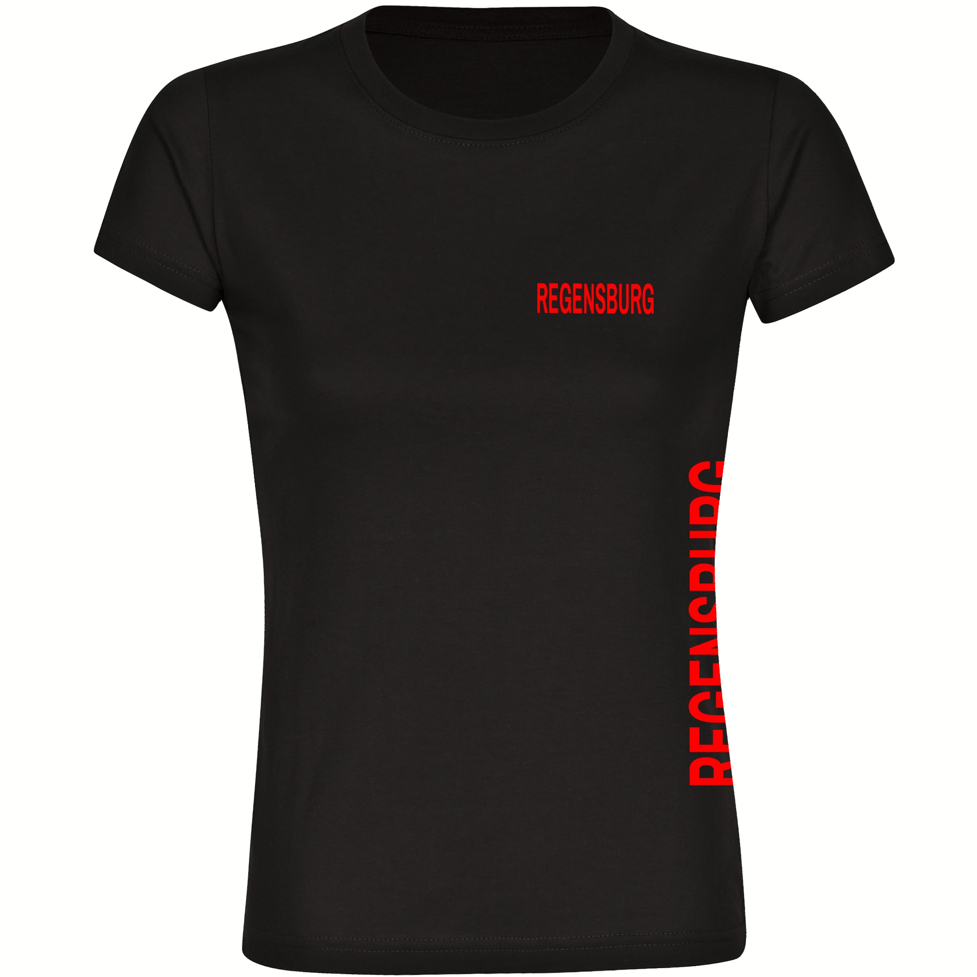 multifanshop Damen T-Shirt - Regensburg - Brust & Seite - Druck rot - Frauen - Bild 1