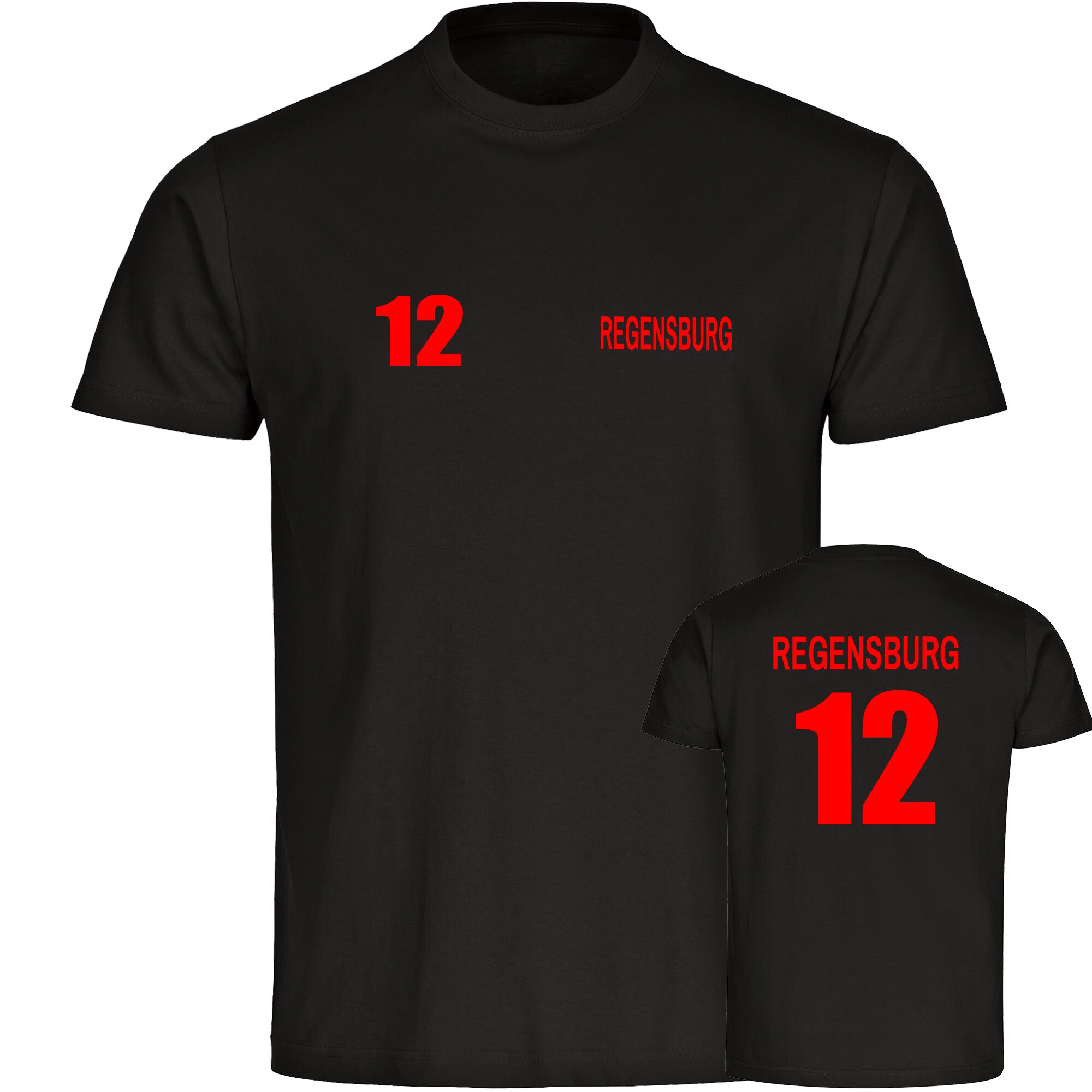 multifanshop Kinder T-Shirt - Regensburg - Trikot Nummer 12 - Druck rot - Kind - Bild 1