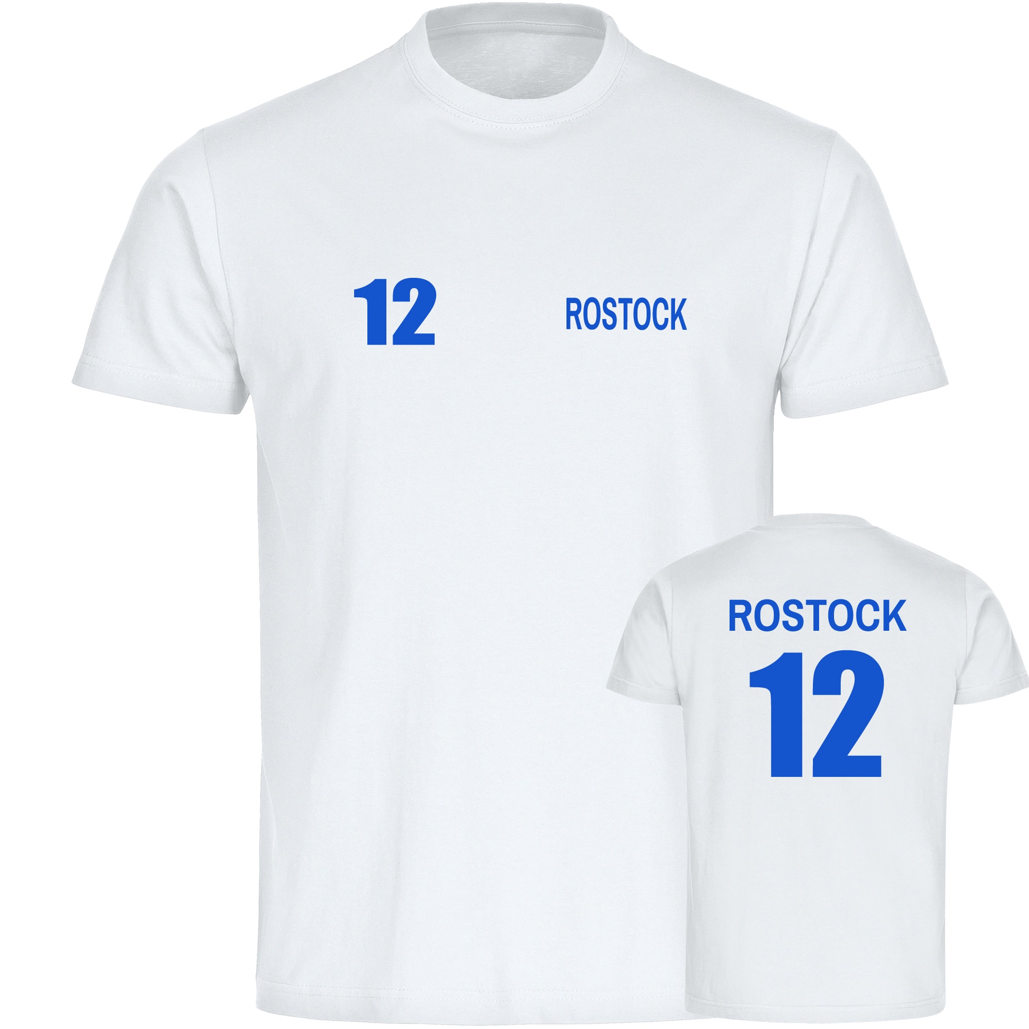 multifanshop Herren T-Shirt - Rostock - Trikot Nummer 12 - Druck blau - M&auml;nner - Bild 1