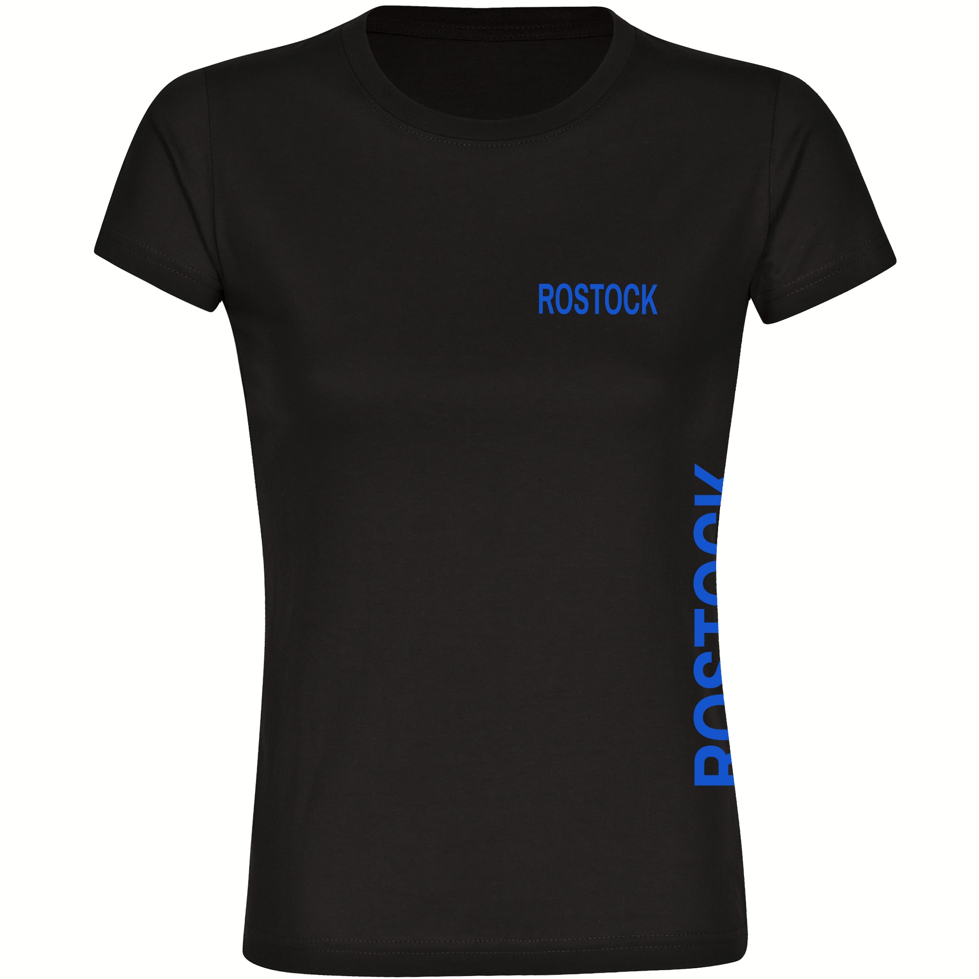 multifanshop Damen T-Shirt - Rostock - Brust & Seite - Druck blau - Frauen - Bild 1