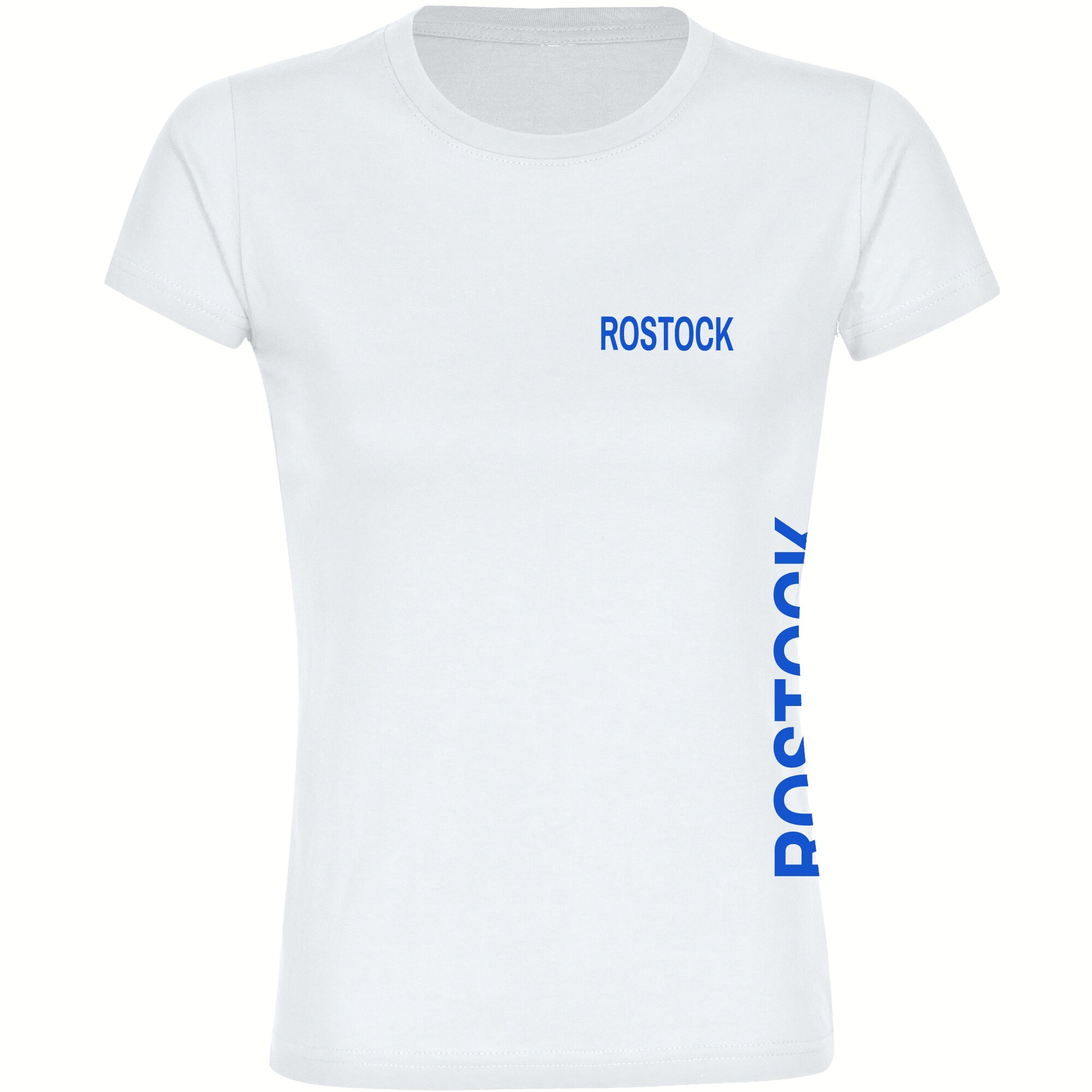multifanshop Damen T-Shirt - Rostock - Brust & Seite - Druck blau - Frauen - Bild 1