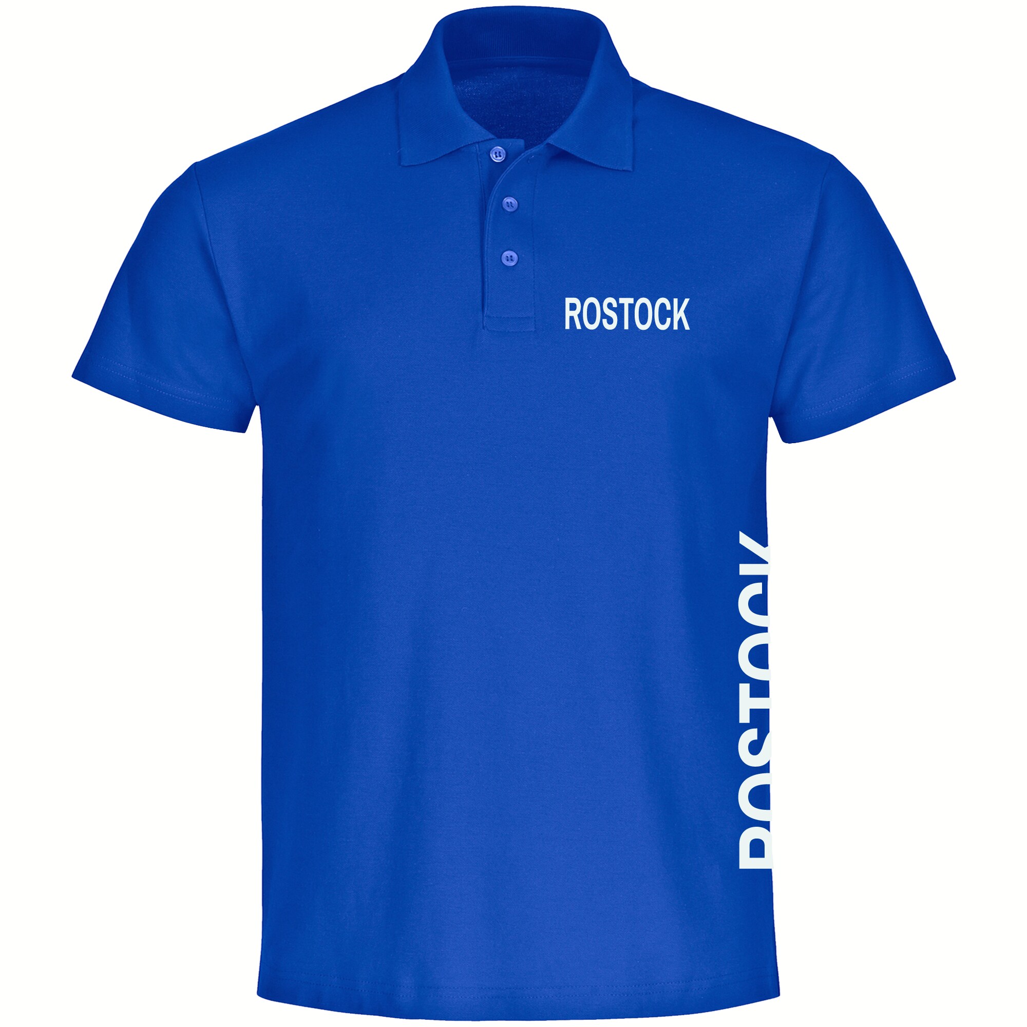 multifanshop Poloshirt - Rostock - Brust & Seite - Druck wei&szlig; - Polo - Bild 1