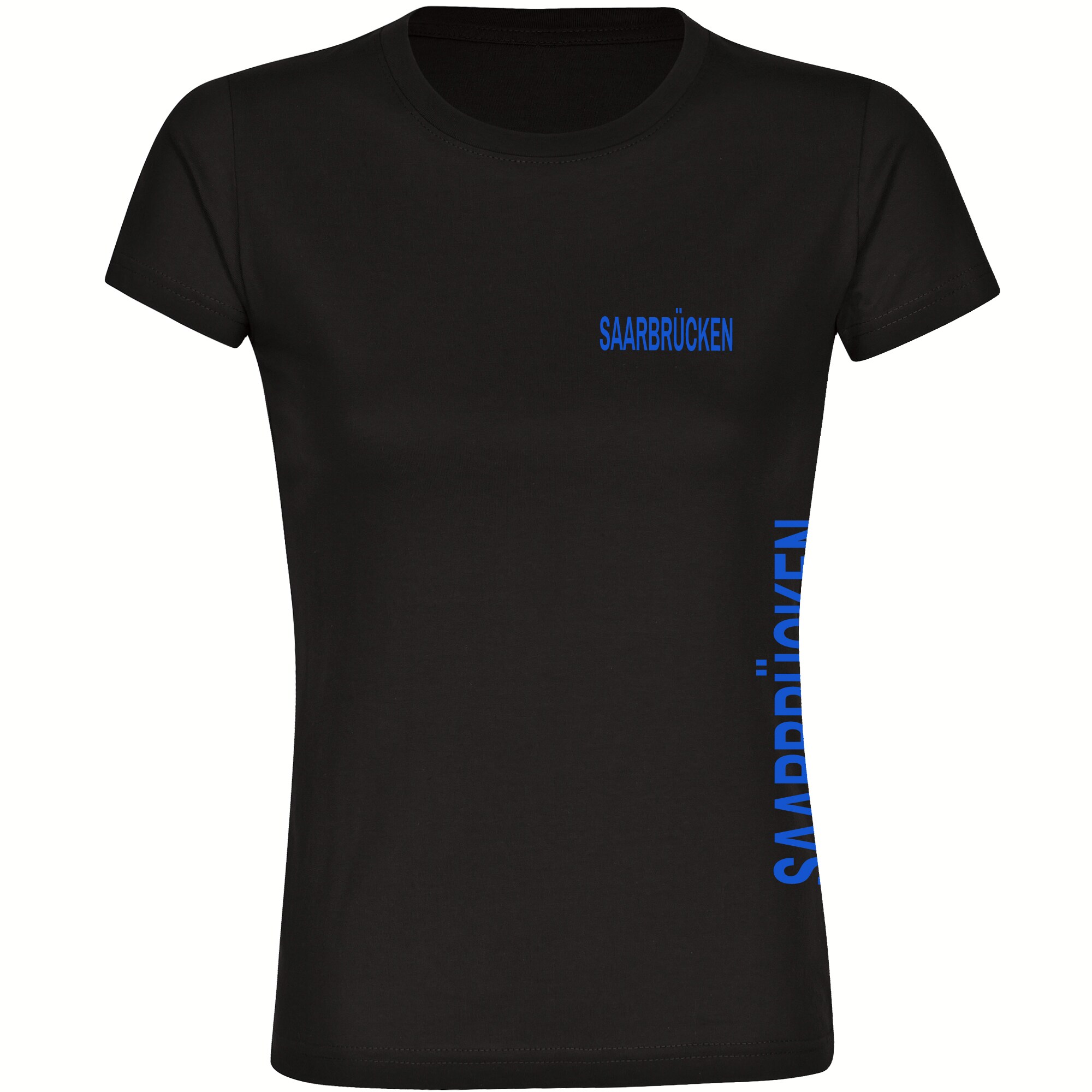 multifanshop Damen T-Shirt - Saarbr&uuml;cken - Brust & Seite - Druck blau - Frauen - Bild 1