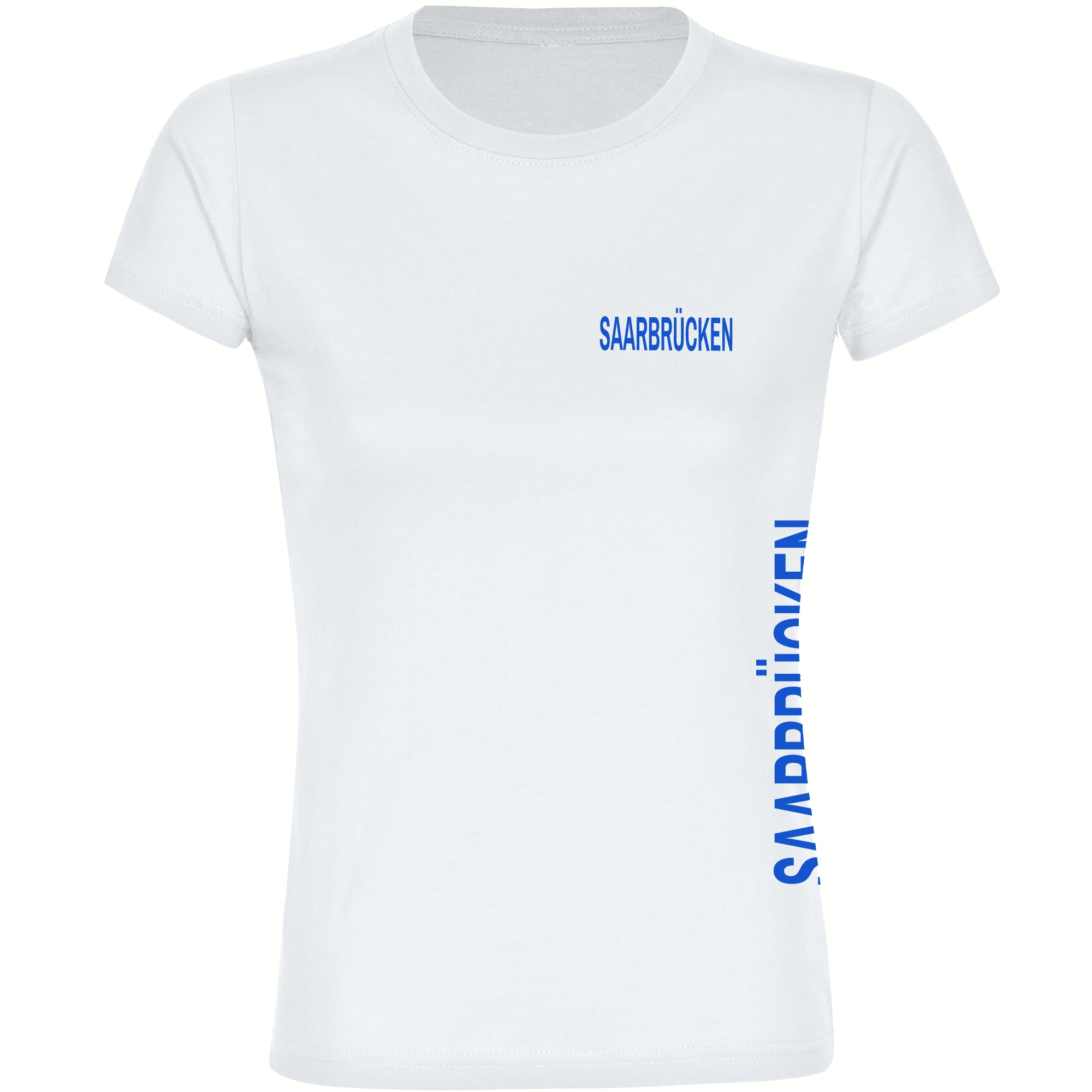 multifanshop Damen T-Shirt - Saarbr&uuml;cken - Brust & Seite - Druck blau - Frauen - Bild 1