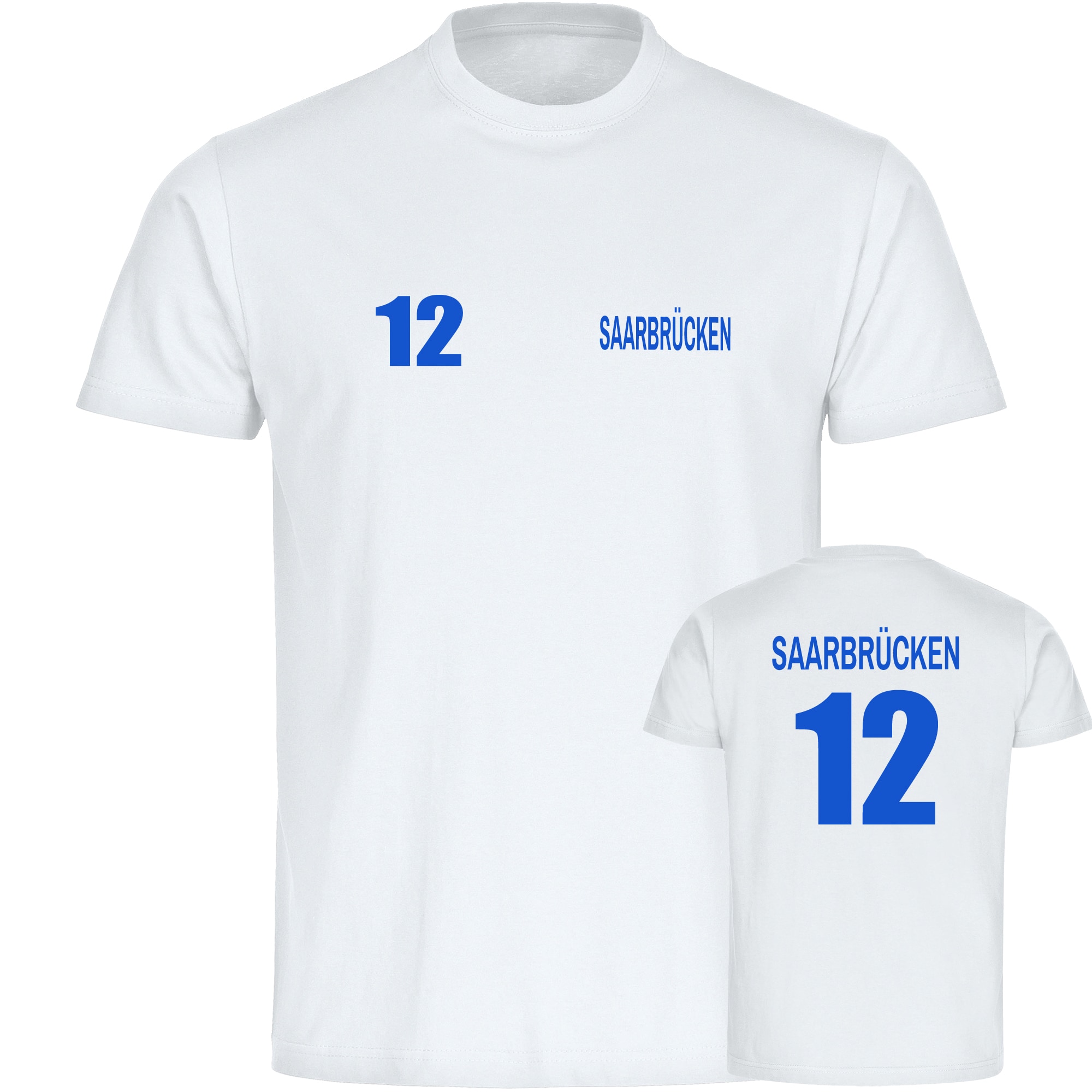 multifanshop Kinder T-Shirt - Saarbr&uuml;cken - Trikot Nummer 12 - Druck blau - Kind - Bild 1