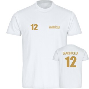 multifanshop Kinder T-Shirt - Saarbrücken - Trikot Nummer 12 gold - Druck gold metallic - Kind - Bild 1