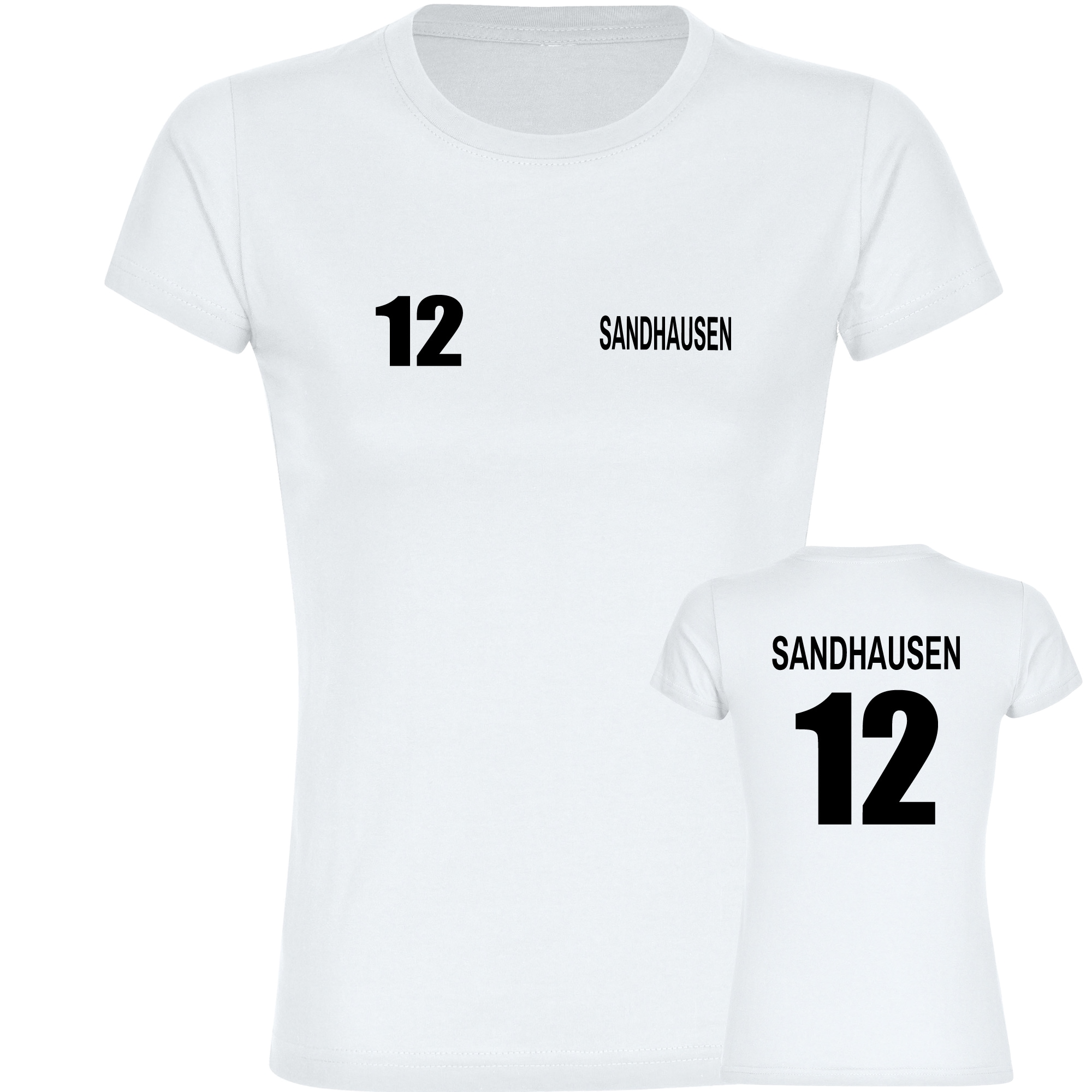 multifanshop Damen T-Shirt - Sandhausen - Trikot Nummer 12 - Druck schwarz - Frauen - Bild 1