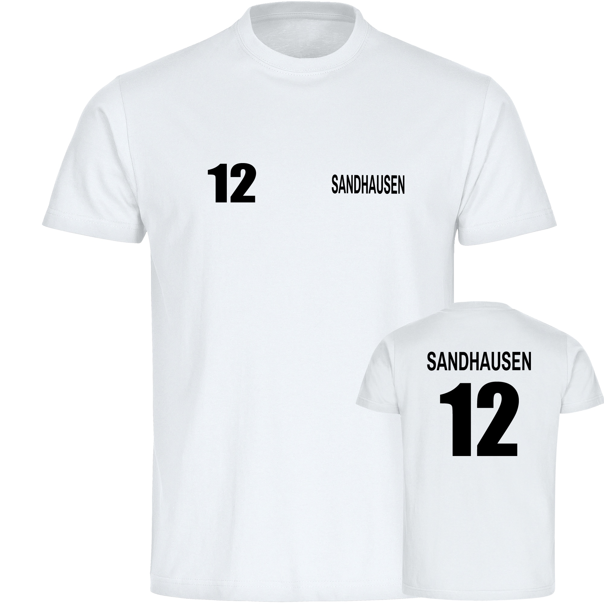 multifanshop Kinder T-Shirt - Sandhausen - Trikot Nummer 12 - Druck schwarz - Kind - Bild 1