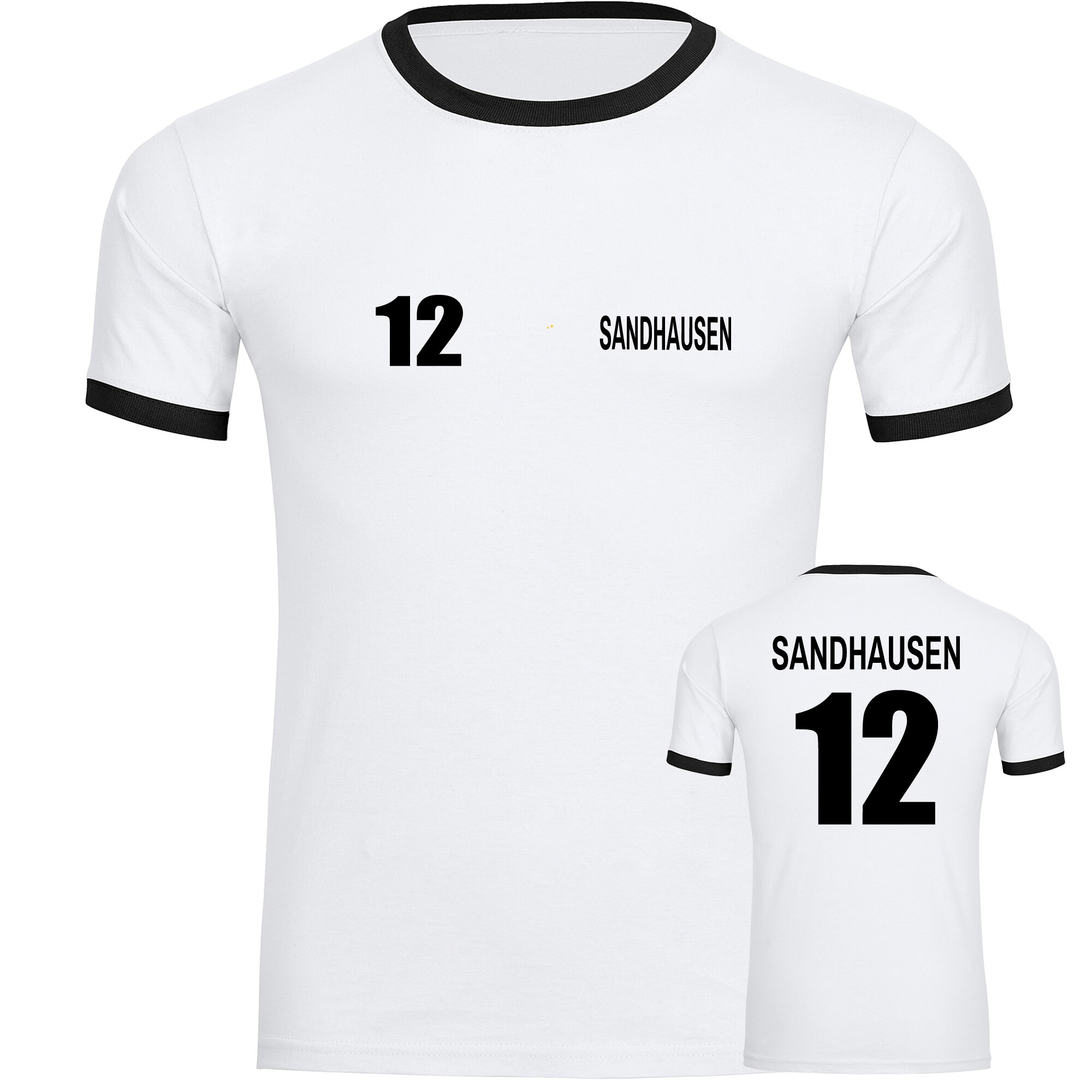 multifanshop Kontrast T-Shirt - Sandhausen - Trikot Nummer 12 - Druck schwarz - M&auml;nner - Bild 1
