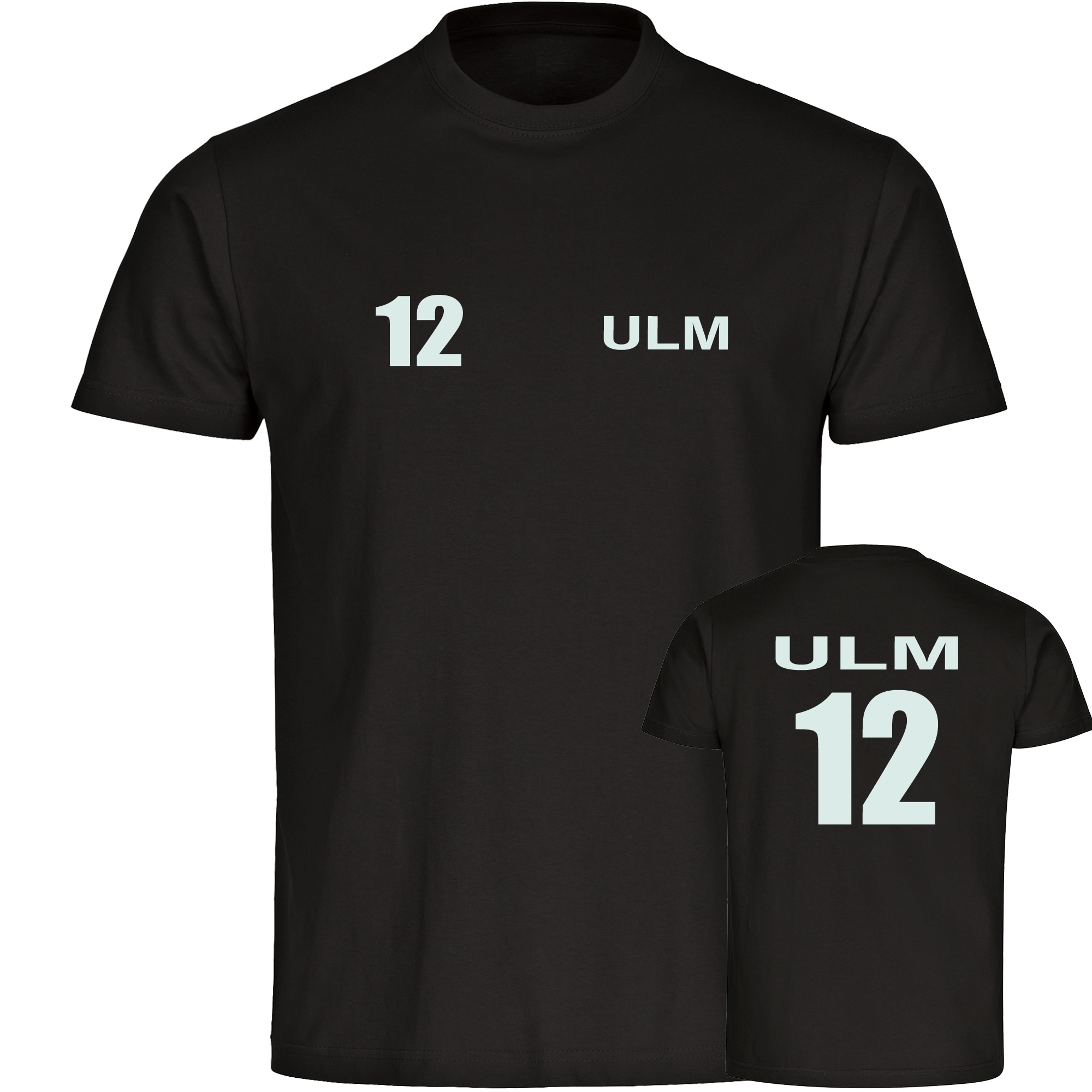 multifanshop Herren T-Shirt - Ulm - Trikot Nummer 12 - Druck wei&szlig; - M&auml;nner - Bild 1