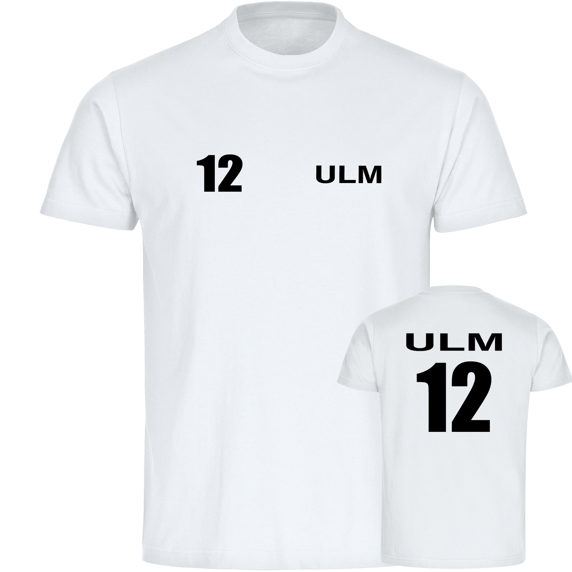 multifanshop Kinder T-Shirt - Ulm - Trikot Nummer 12 - Druck schwarz - Kind - Bild 1