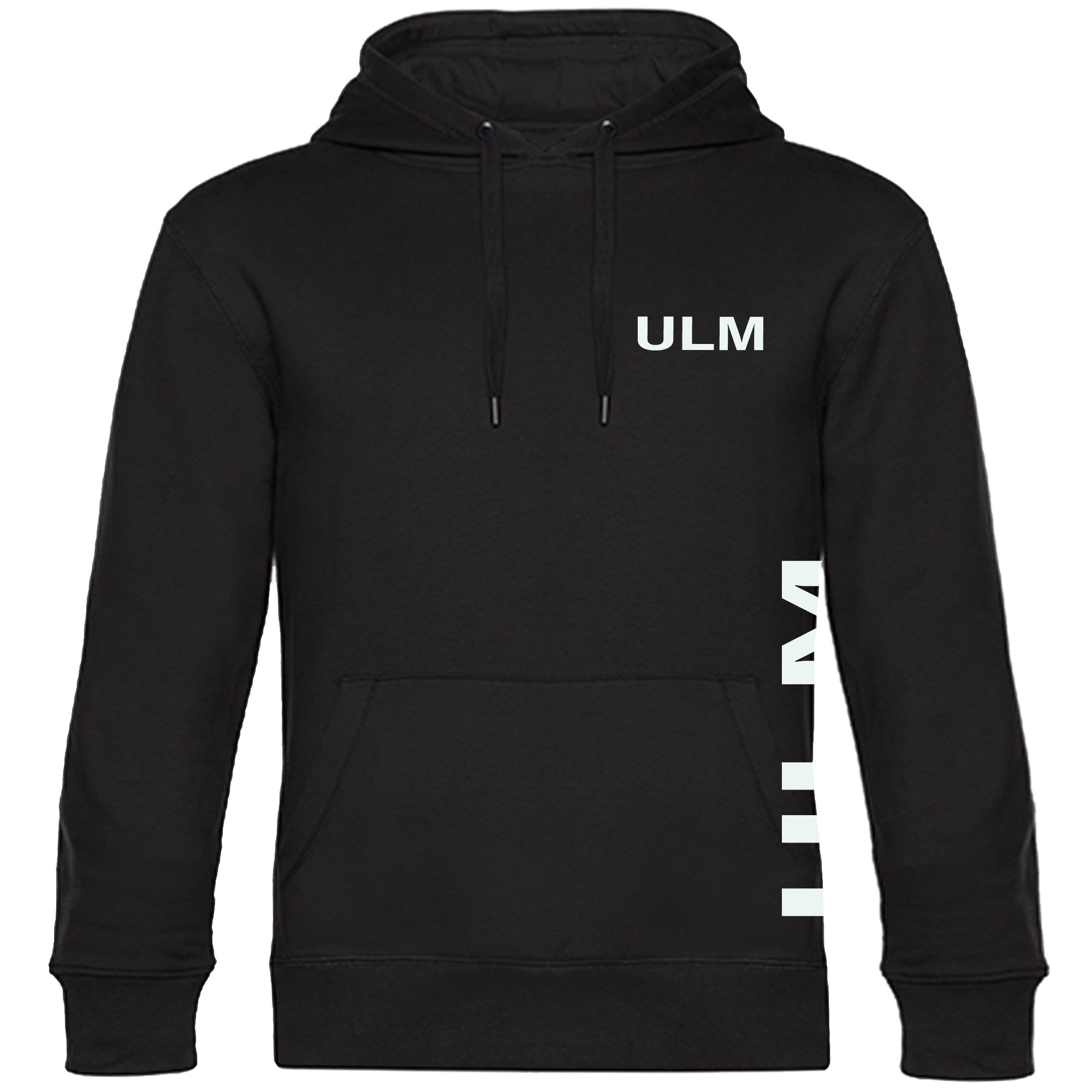 multifanshop Kapuzen Sweatshirt - Ulm - Brust & Seite - Druck wei&szlig; - Hoodie - Bild 1