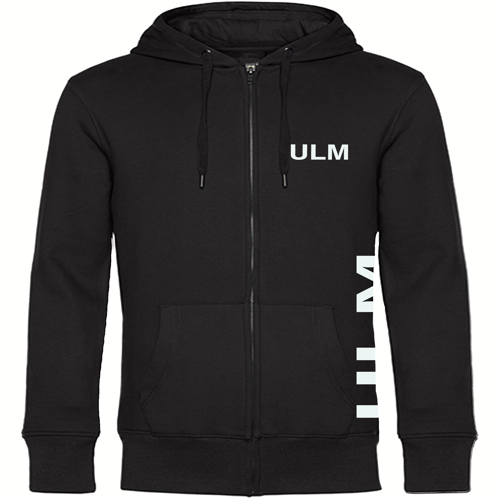 multifanshop Kapuzen Sweatshirt Jacke - Ulm - Brust & Seite - Druck wei&szlig; - Sweat - Bild 1