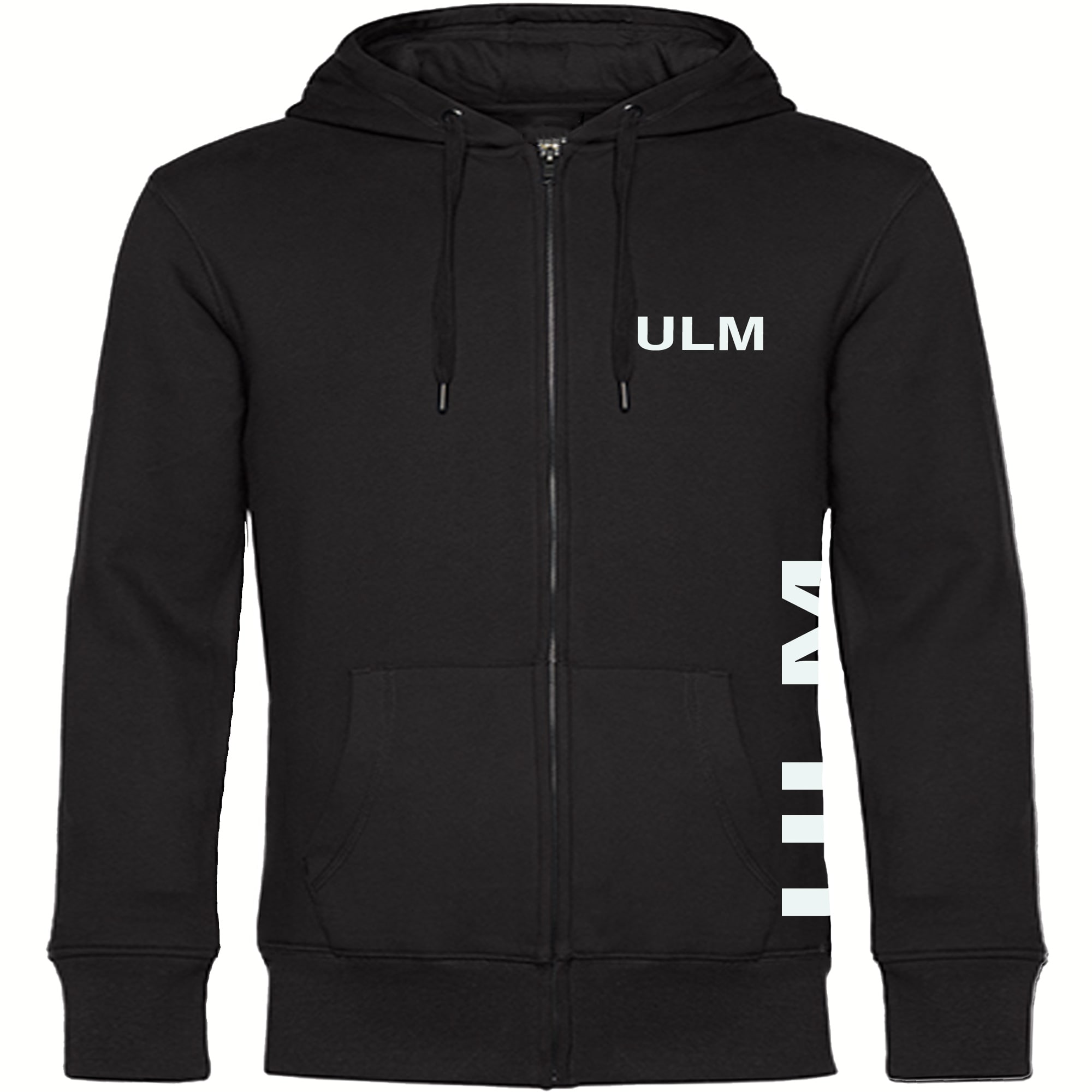 multifanshop Kapuzen Sweatshirt Jacke - Ulm - Brust & Seite - Druck wei&szlig; - Sweat - Bild 1