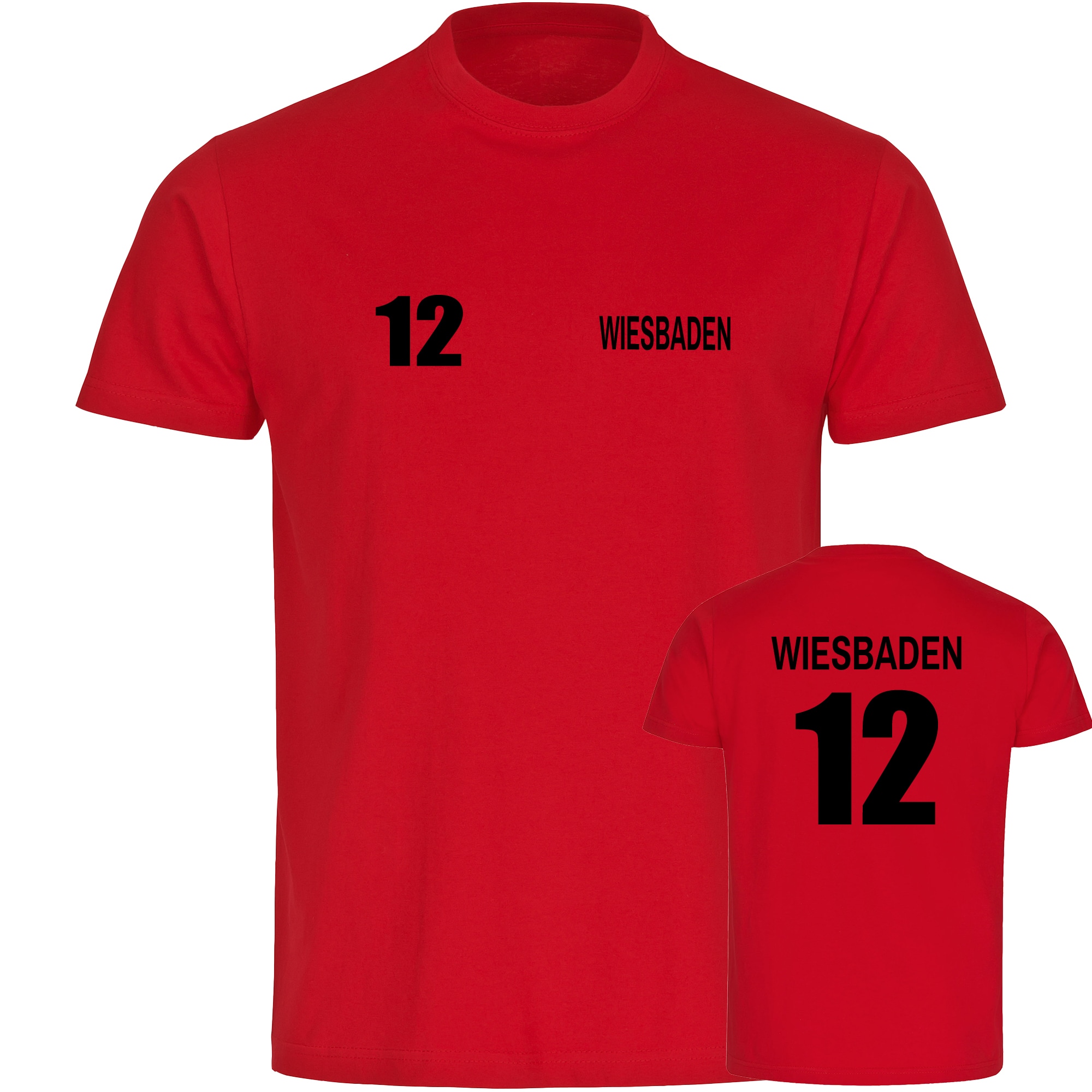 multifanshop Herren T-Shirt - Wiesbaden - Trikot Nummer 12 - Druck schwarz - M&auml;nner - Bild 1