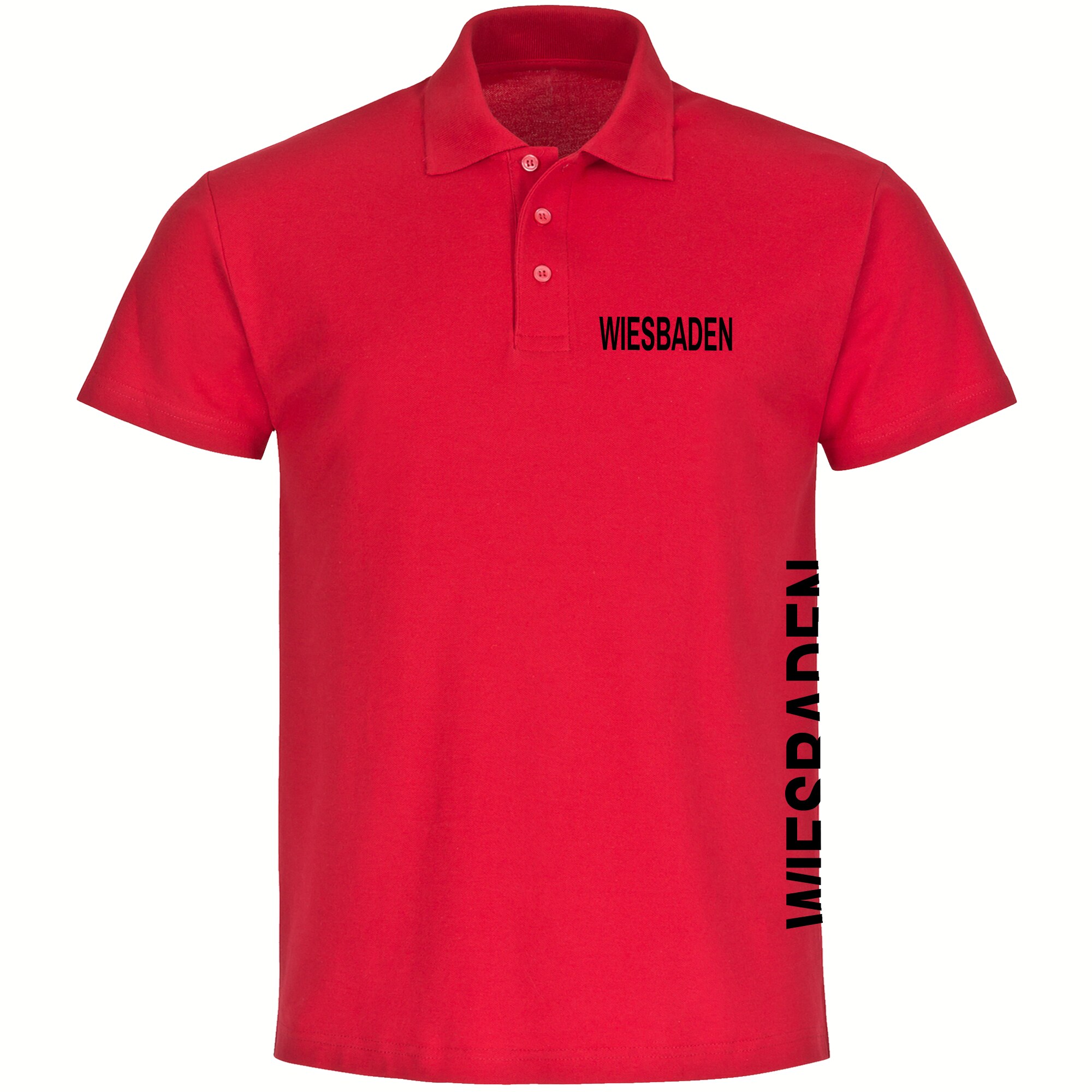 multifanshop Poloshirt - Wiesbaden - Brust & Seite - Druck schwarz - Polo - Bild 1