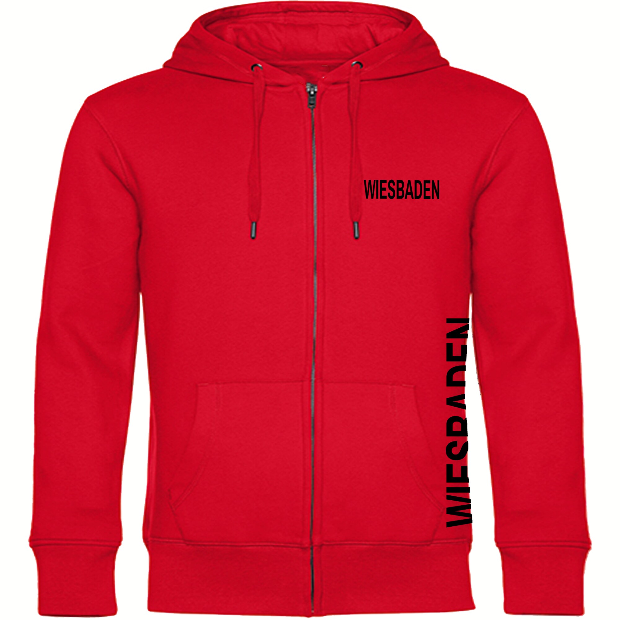 multifanshop Kapuzen Sweatshirt Jacke - Wiesbaden - Brust & Seite - Druck schwarz - Sweat - Bild 1