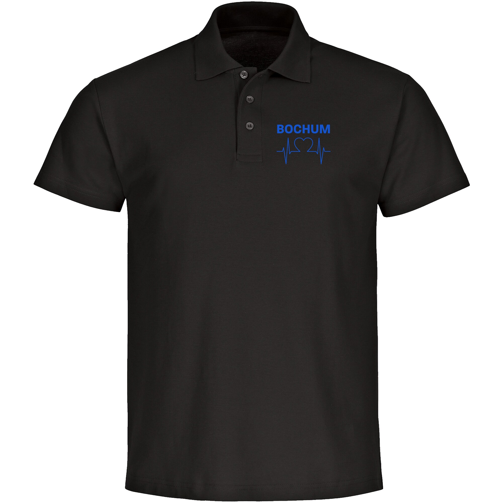 multifanshop Poloshirt - Bochum - Herzschlag - Druck blau - Polo - Bild 1