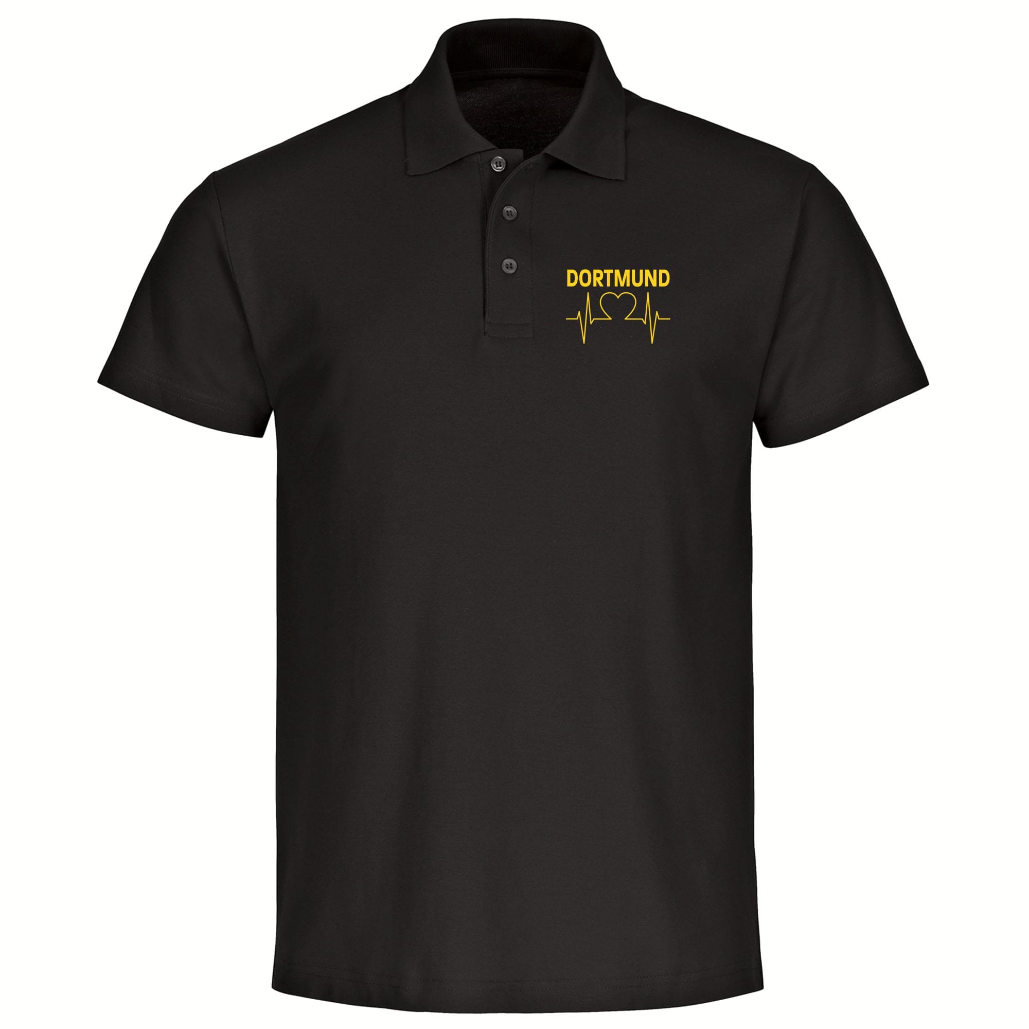 multifanshop Poloshirt - Dortmund - Herzschlag - Druck gelb - Polo - Bild 1