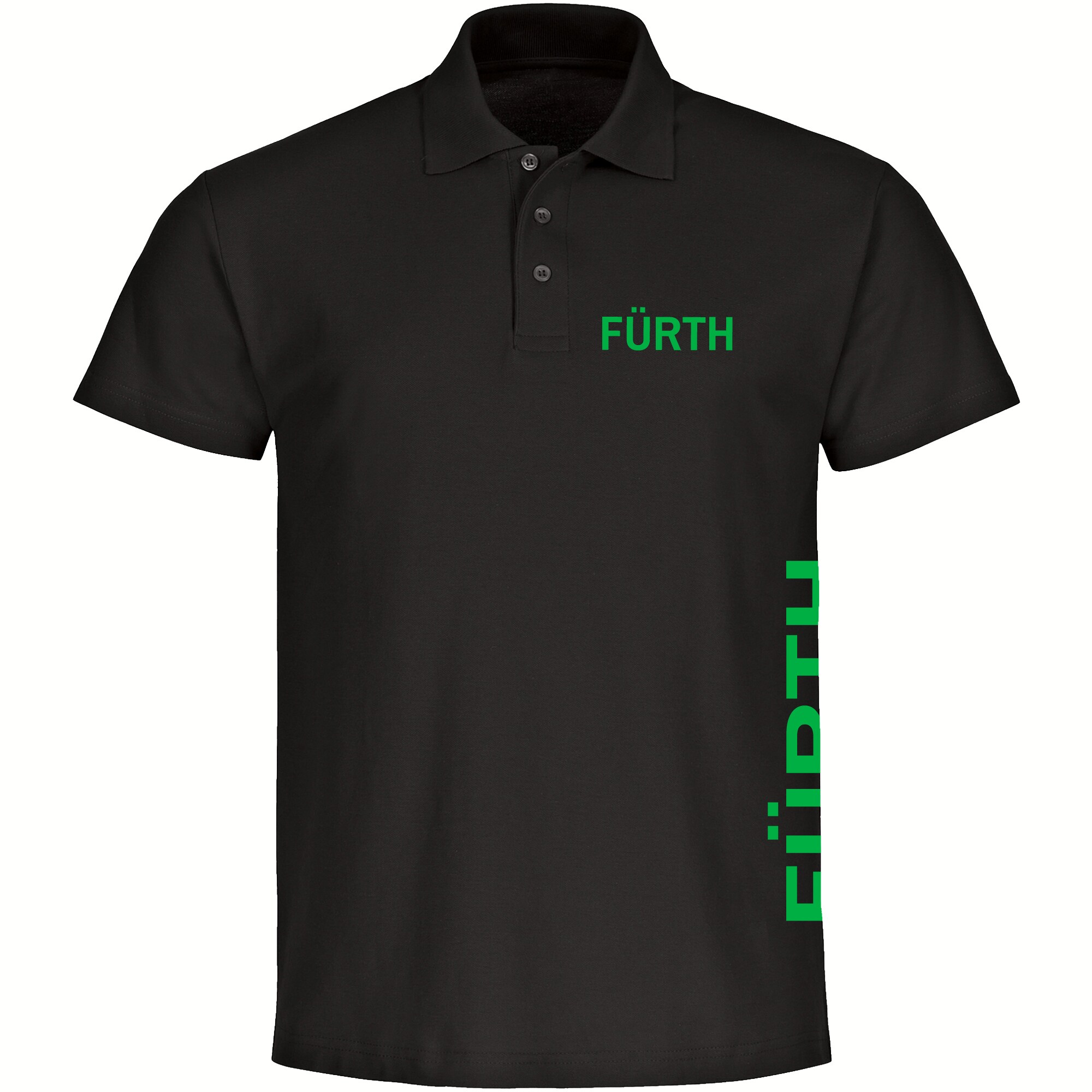 multifanshop Poloshirt - F&uuml;rth - Brust & Seite - Druck gr&uuml;n - Polo - Bild 1