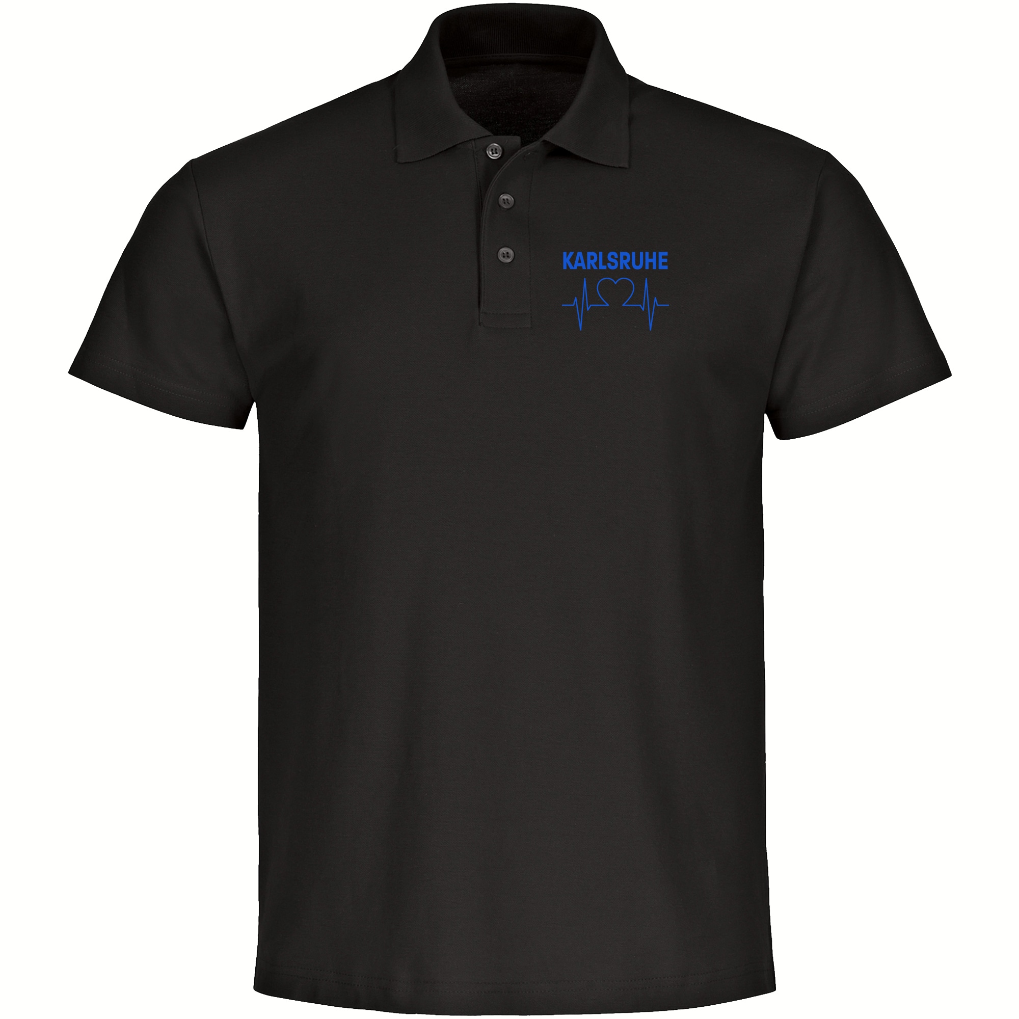 multifanshop Poloshirt - Karlsruhe - Herzschlag - Druck blau - Polo - Bild 1