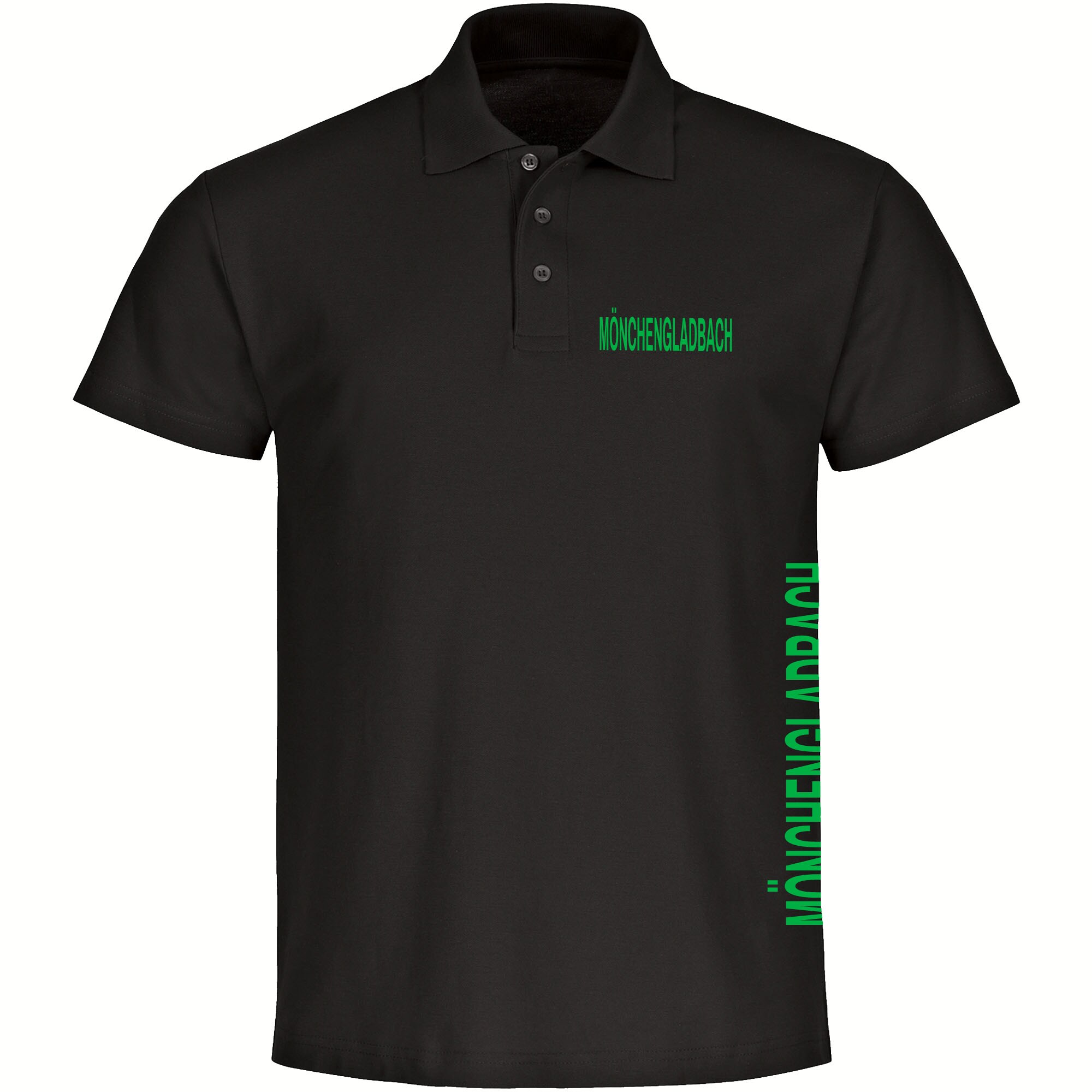 multifanshop Poloshirt - M&ouml;nchengladbach - Brust & Seite - Druck gr&uuml;n - Polo - Bild 1