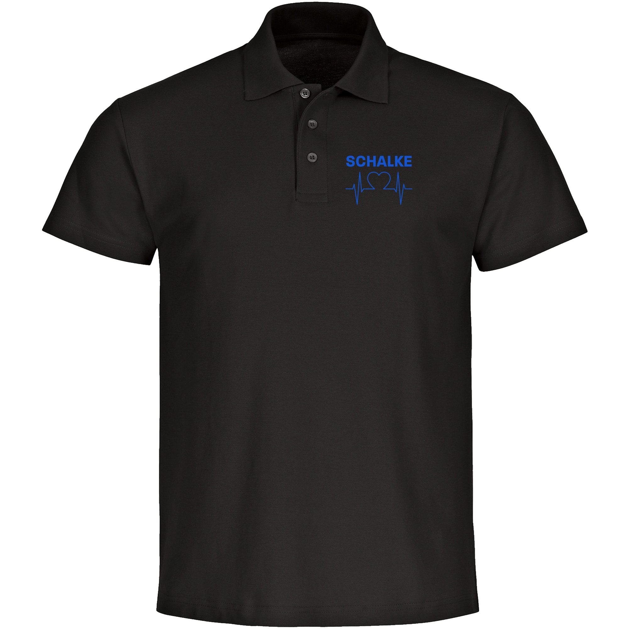 multifanshop Poloshirt - Schalke - Herzschlag - Druck blau - Polo - Bild 1
