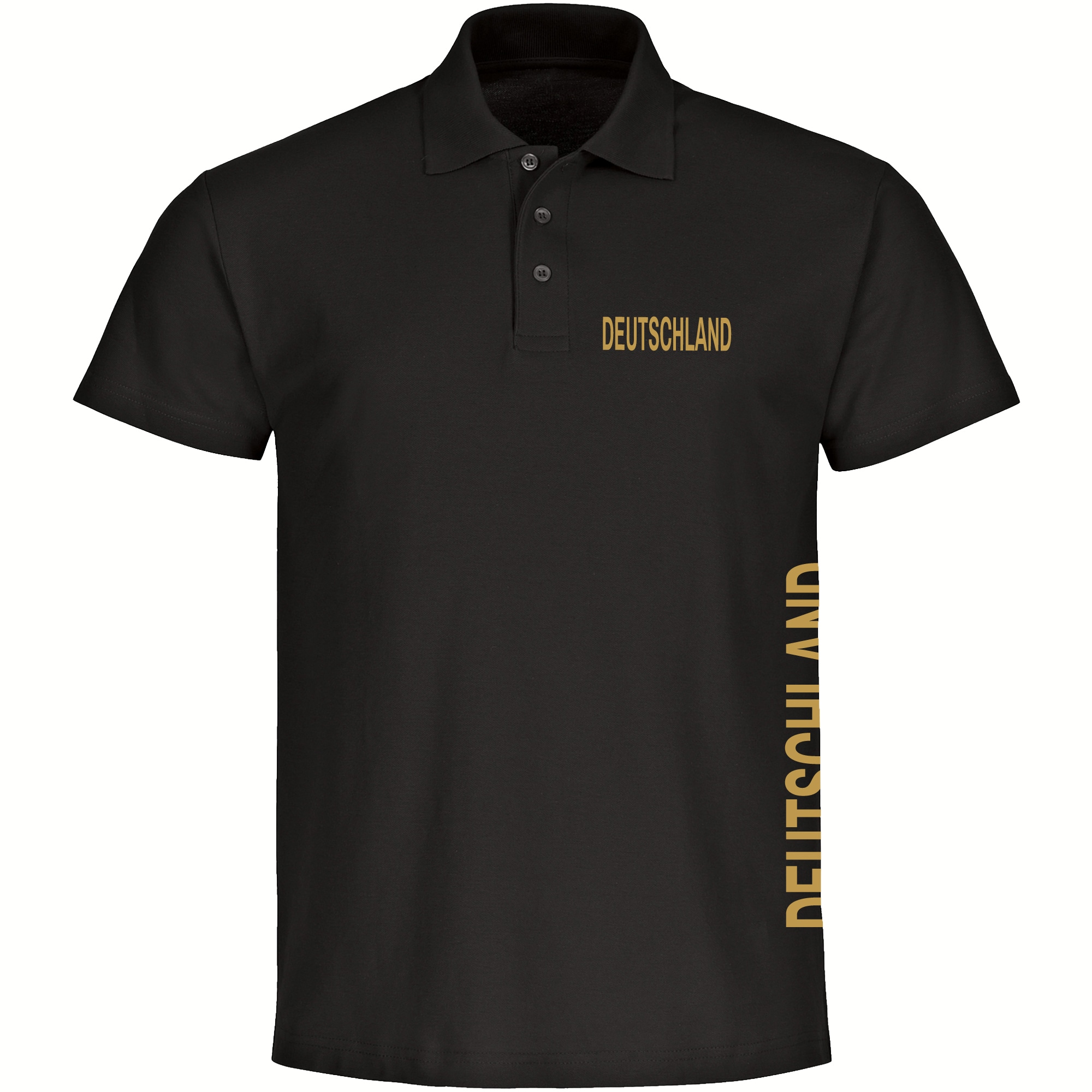 multifanshop Poloshirt - Deutschland - Brust & Seite Gold - Druck gold metallic - Polo - Bild 1