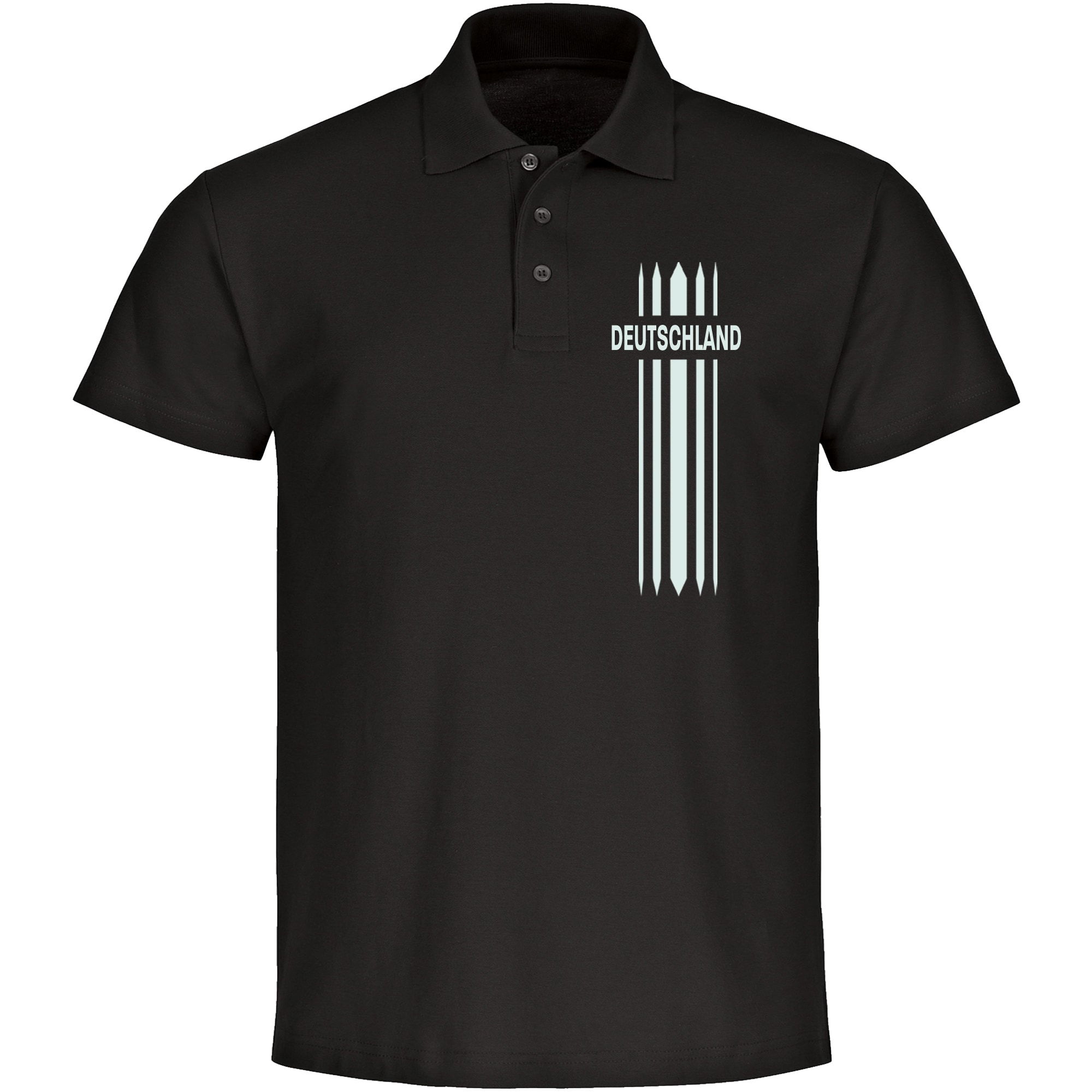 multifanshop Poloshirt - Deutschland - Streifen - Druck wei&szlig; - Polo - Bild 1