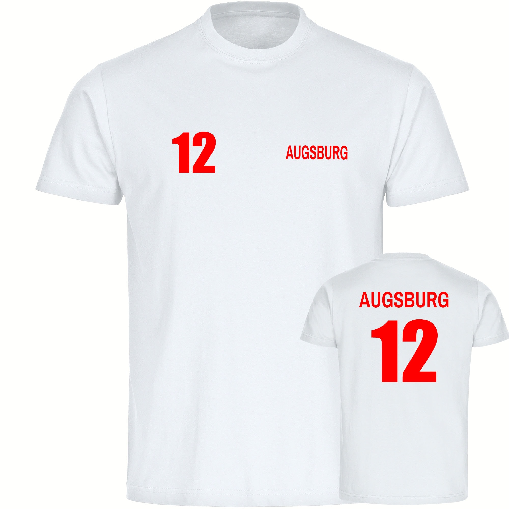 multifanshop Herren T-Shirt - Augsburg - Trikot Nummer 12 - Druck rot - M&auml;nner - Bild 1