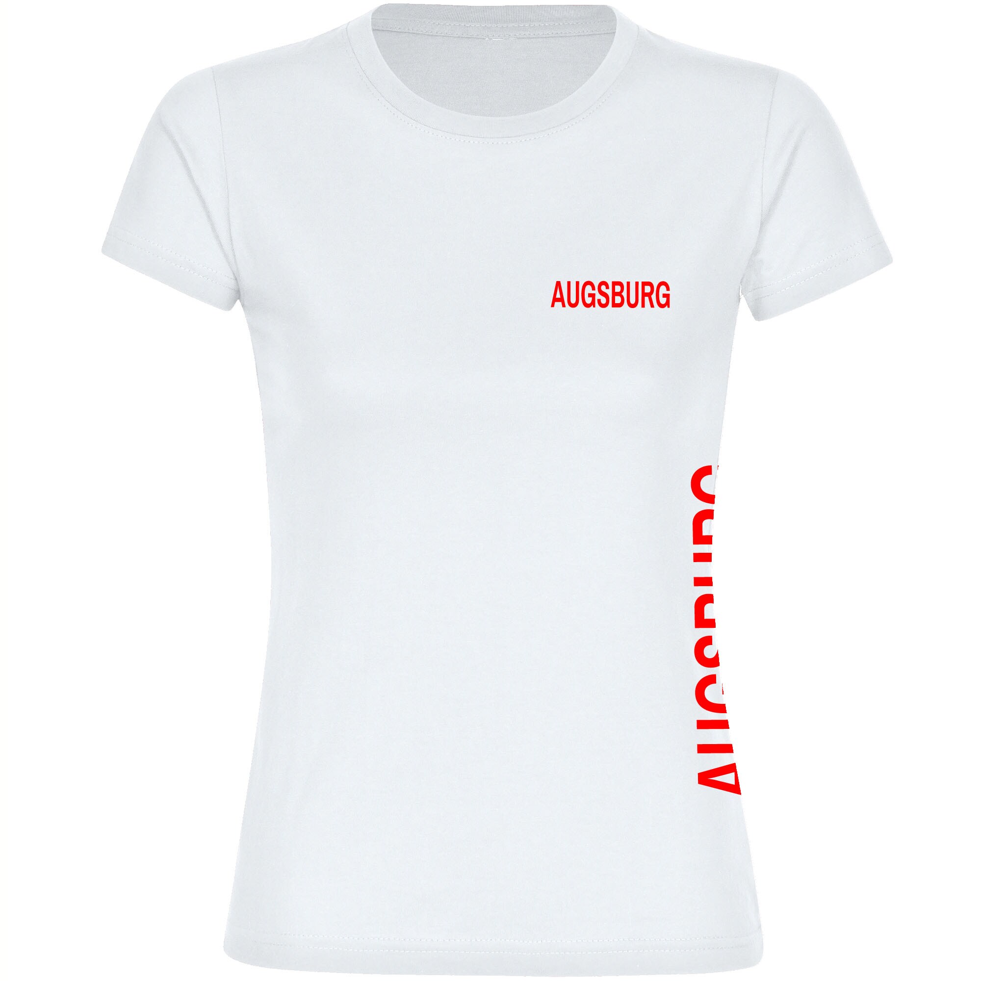 multifanshop Damen T-Shirt - Augsburg - Brust & Seite - Druck rot - Frauen - Bild 1