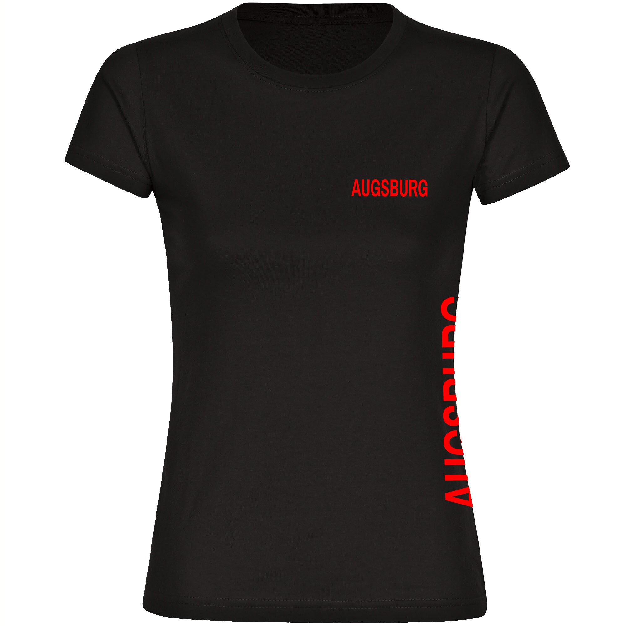 multifanshop Damen T-Shirt - Augsburg - Brust & Seite - Druck rot - Frauen - Bild 1