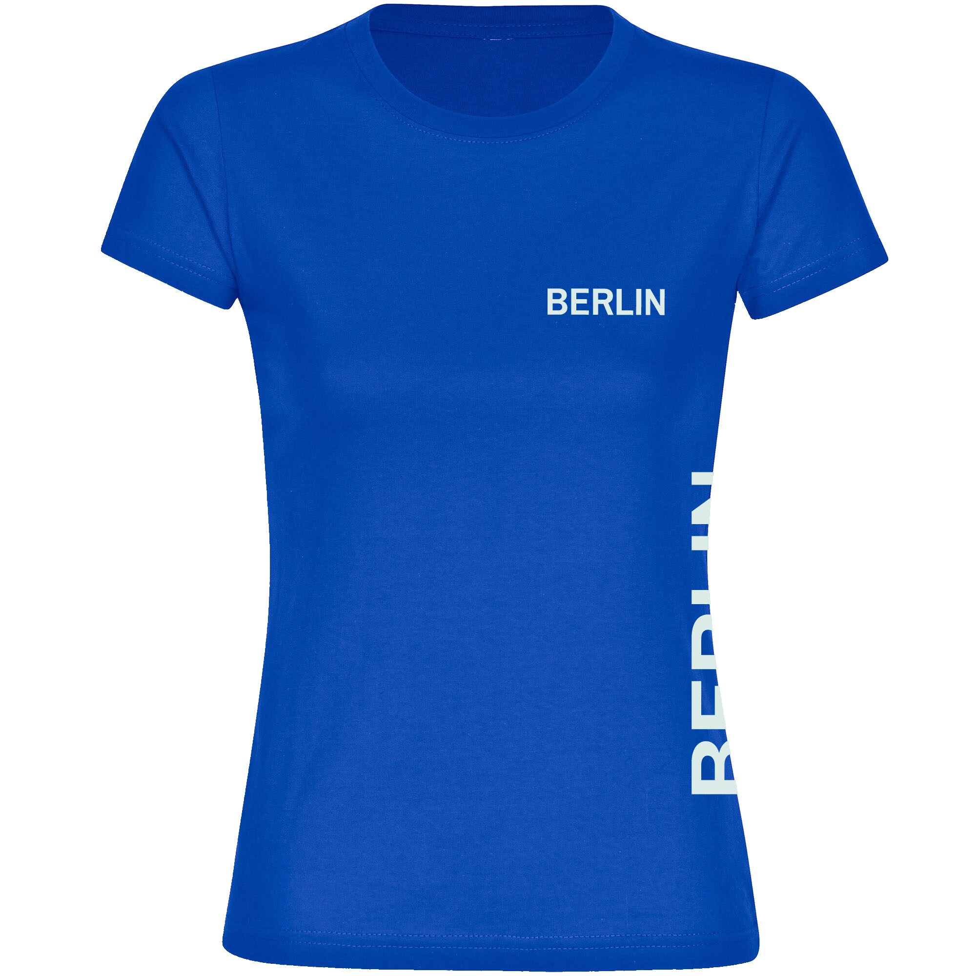 multifanshop Damen T-Shirt - Berlin blau - Brust & Seite - Druck wei&szlig; - Frauen - Bild 1