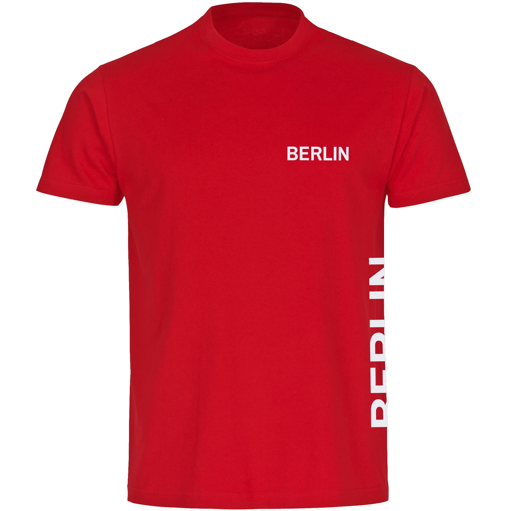 multifanshop Herren T-Shirt - Berlin rot - Brust & Seite - Druck wei&szlig; - M&auml;nner - Bild 1