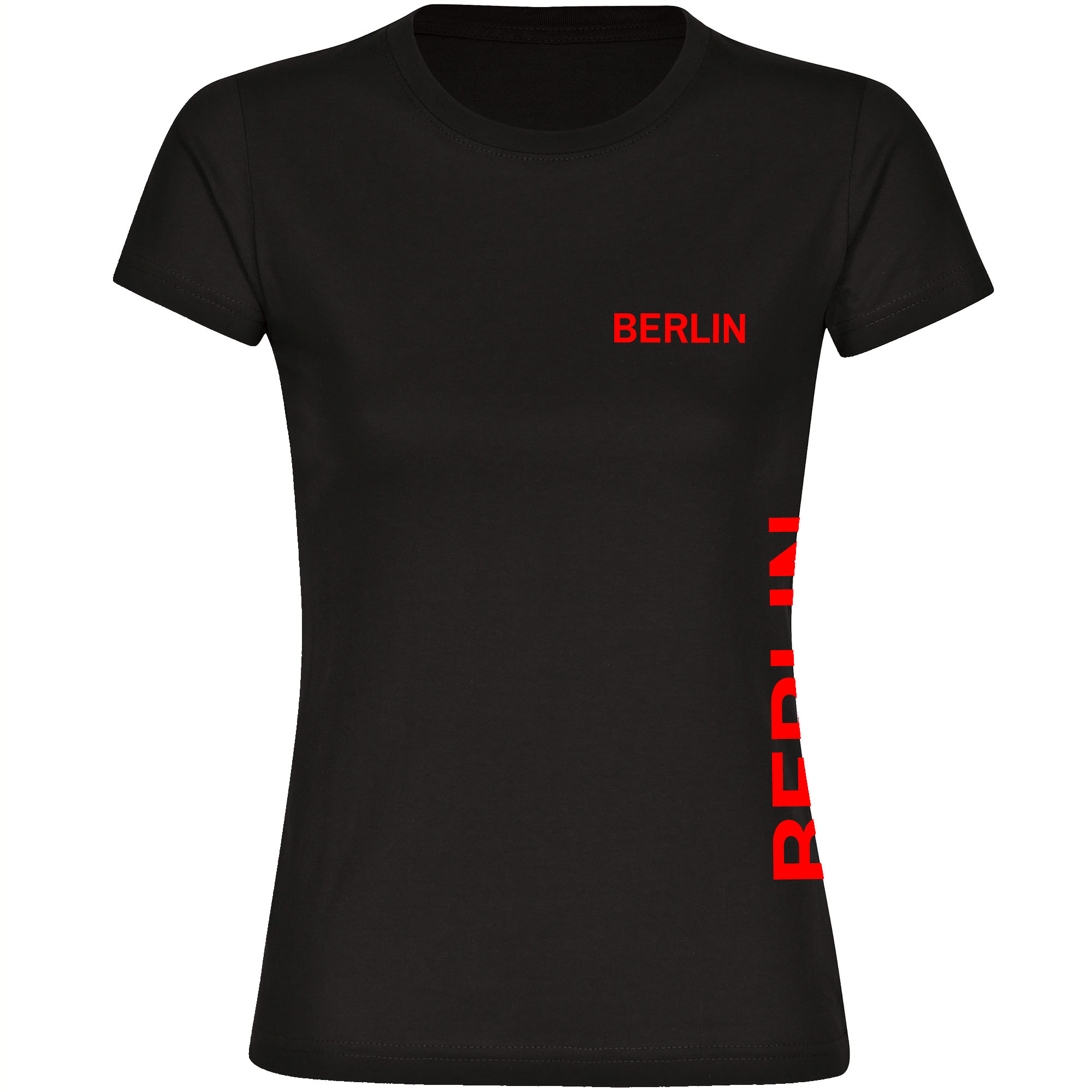 multifanshop Damen T-Shirt - Berlin rot - Brust & Seite - Druck rot - Frauen - Bild 1