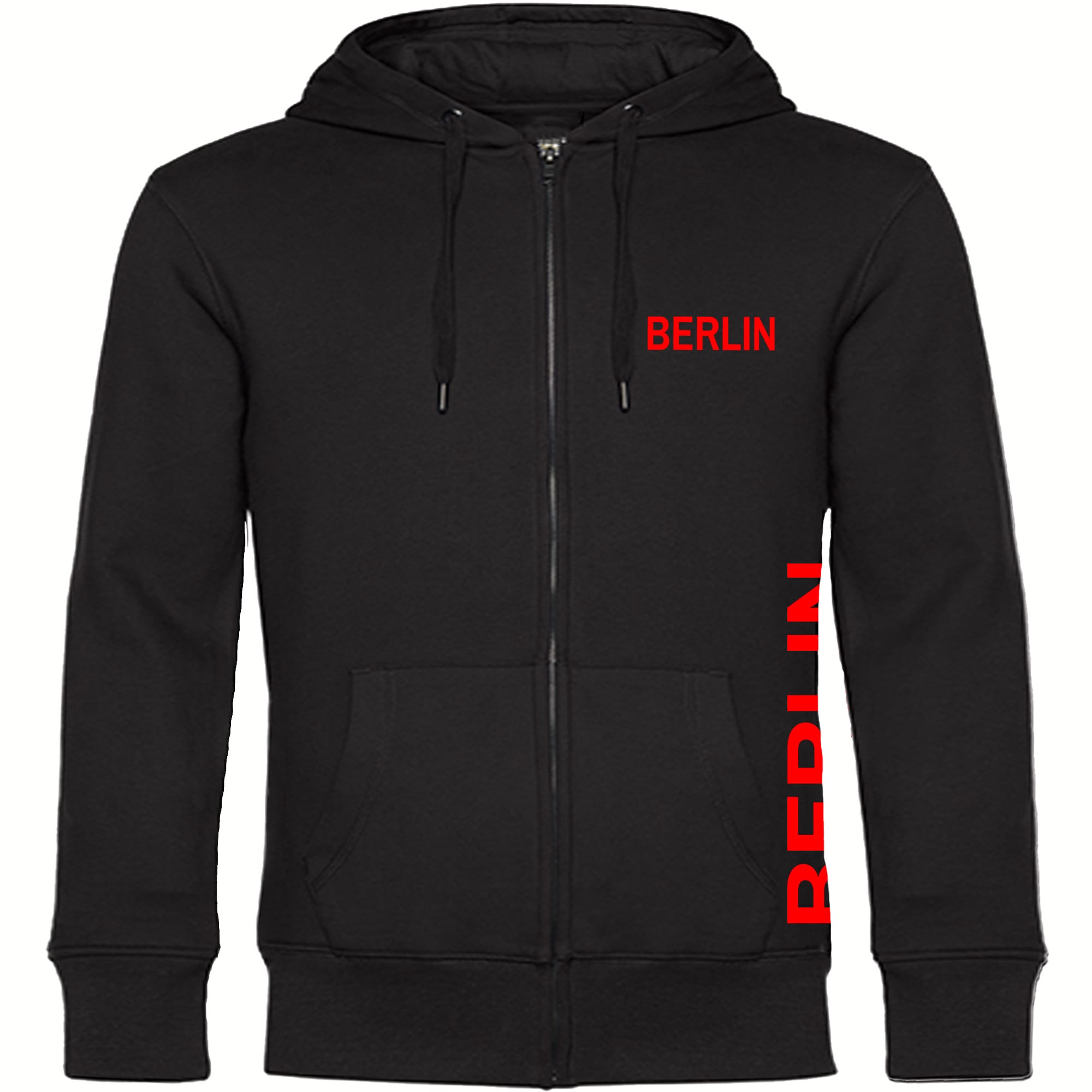 multifanshop Kapuzen Sweatshirt Jacke - Berlin rot - Brust & Seite - Druck rot - Sweat - Bild 1