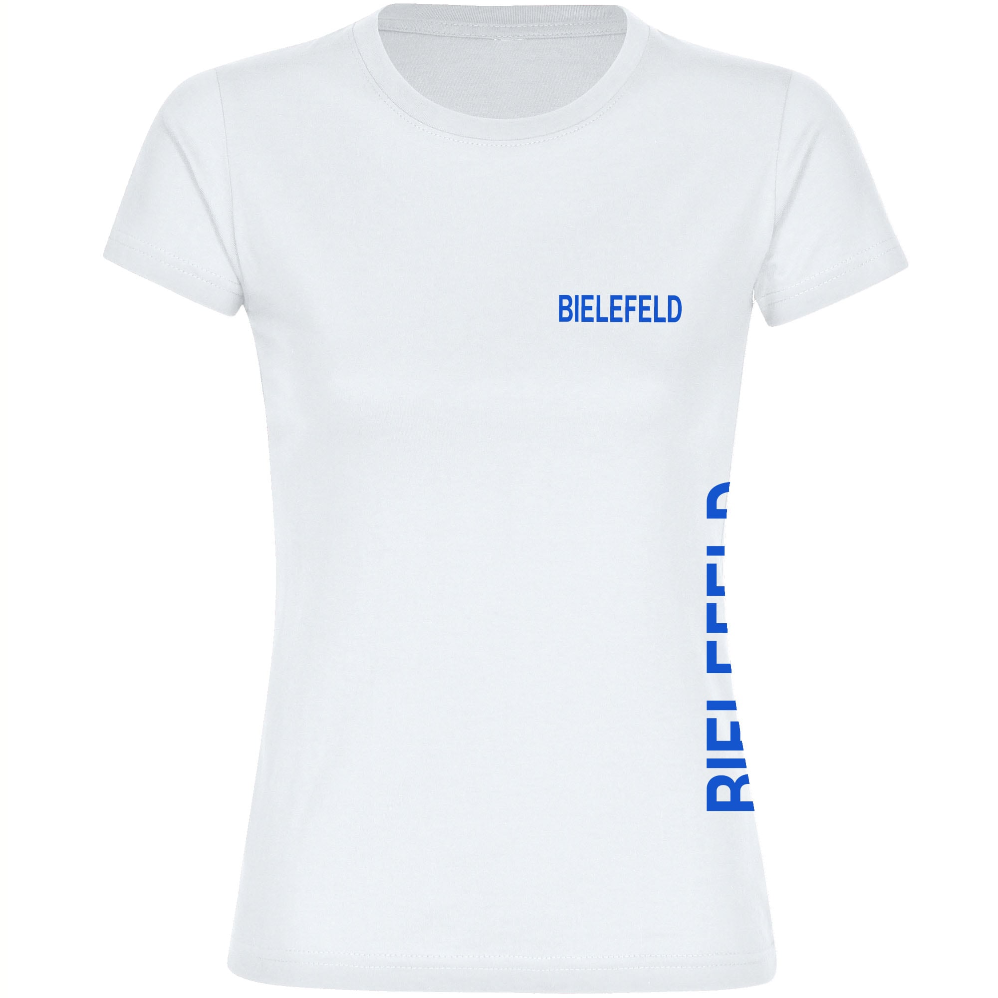 multifanshop Damen T-Shirt - Bielefeld - Brust & Seite - Druck blau - Frauen - Bild 1
