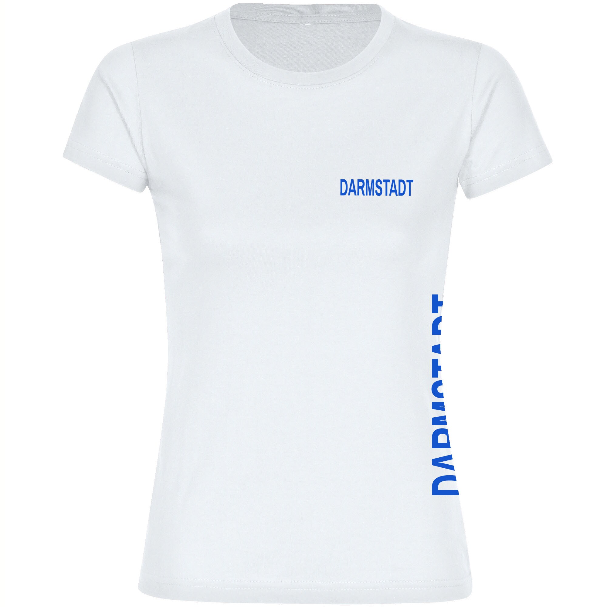 multifanshop Damen T-Shirt - Darmstadt - Brust & Seite - Druck blau - Frauen - Bild 1