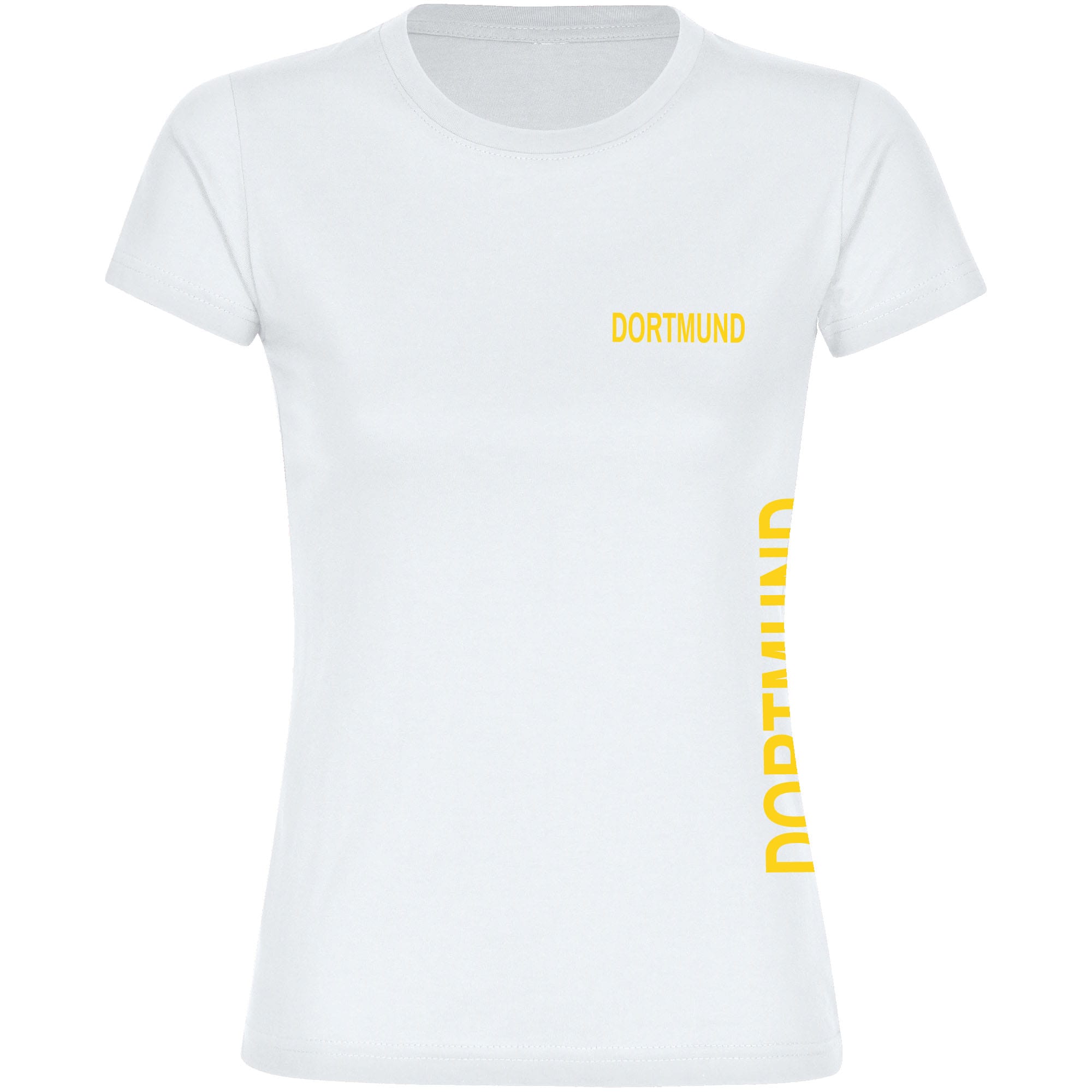multifanshop Damen T-Shirt - Dortmund - Brust & Seite - Druck gelb - Frauen - Bild 1