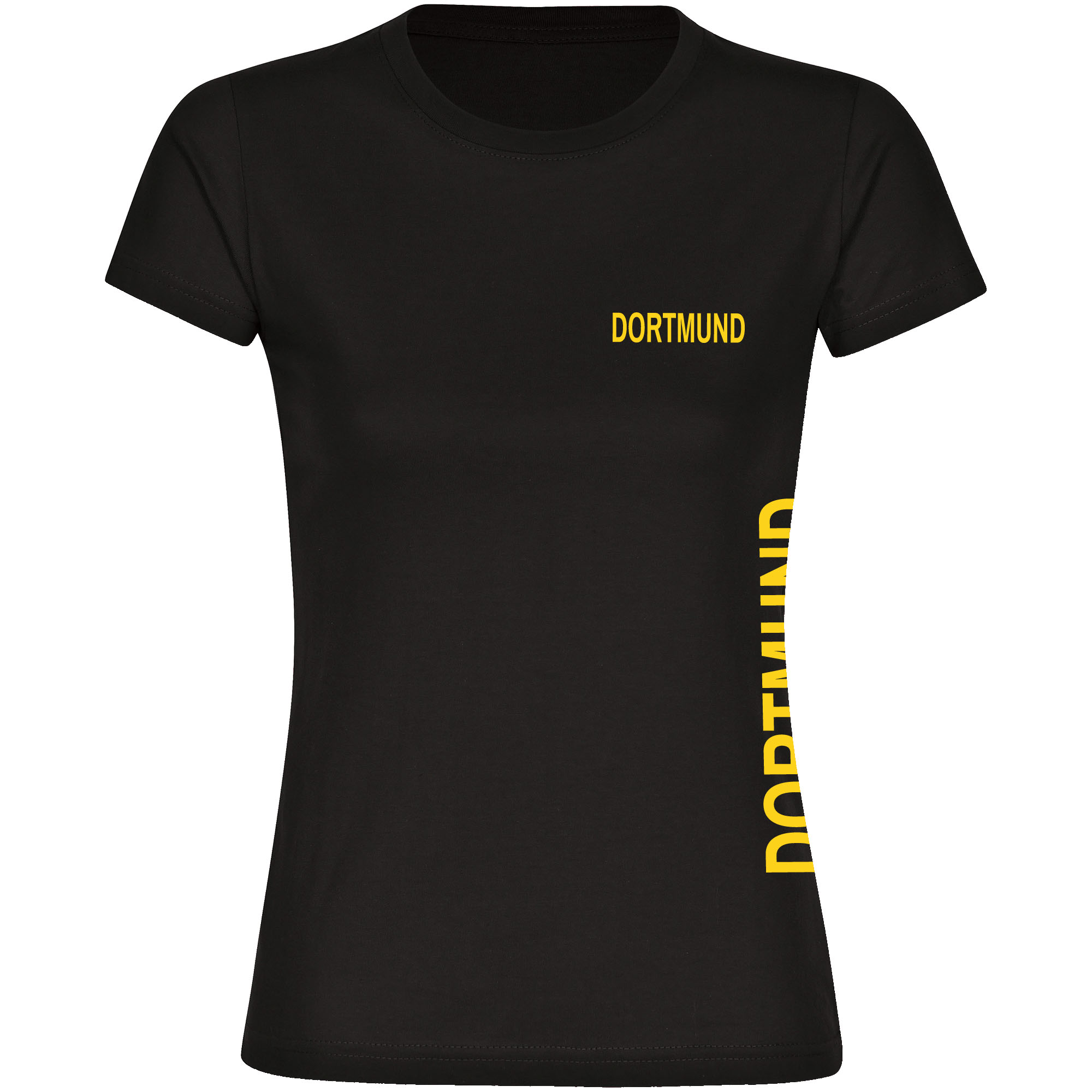 multifanshop Damen T-Shirt - Dortmund - Brust & Seite - Druck gelb - Frauen - Bild 1