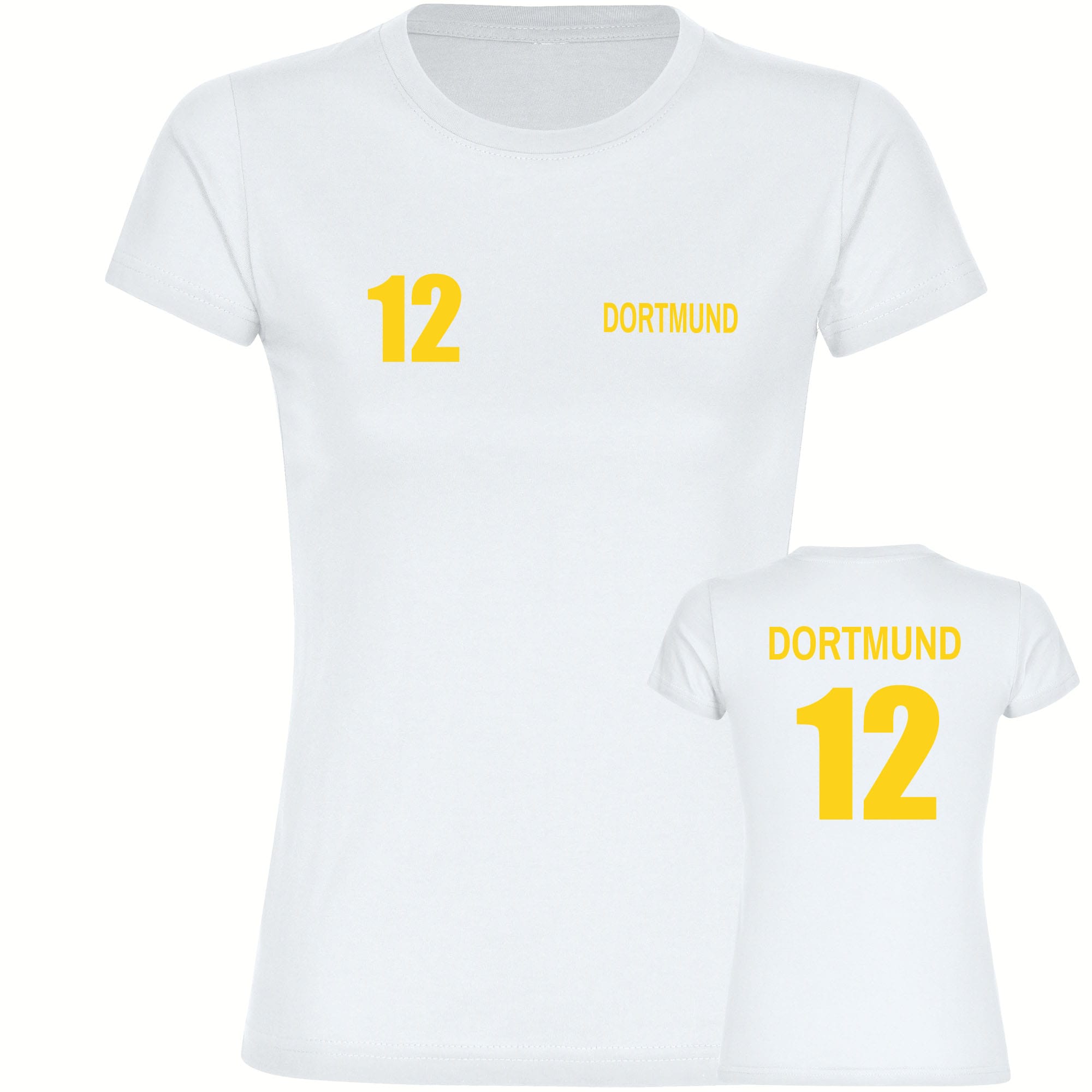 multifanshop Damen T-Shirt - Dortmund - Trikot Nummer 12 - Druck gelb - Frauen - Bild 1