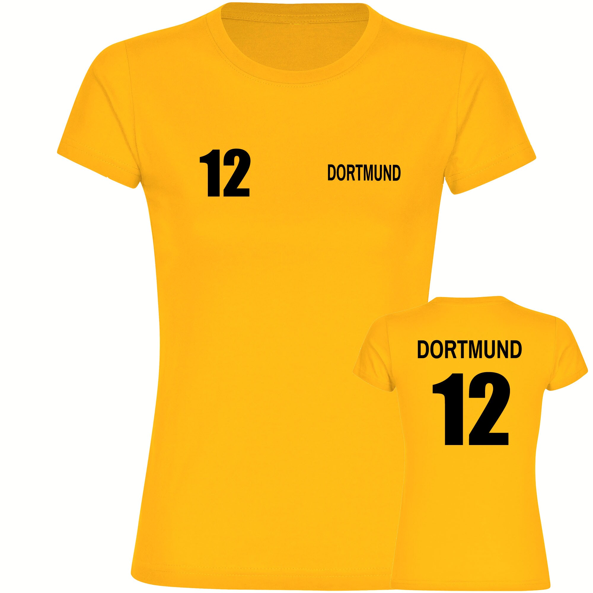 multifanshop Damen T-Shirt - Dortmund - Trikot Nummer 12 - Druck schwarz - Frauen - Bild 1