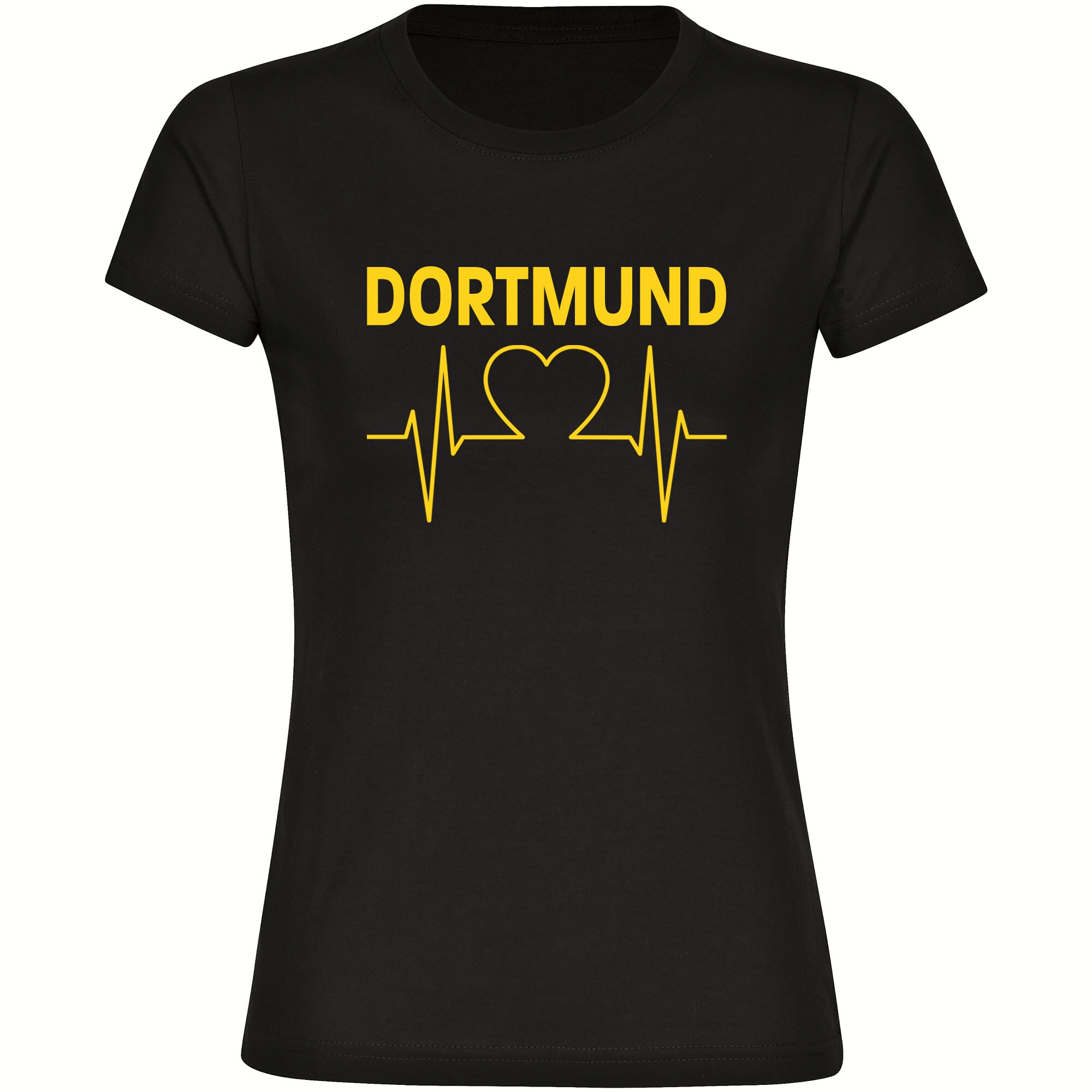 multifanshop Damen T-Shirt - Dortmund - Herzschlag - Druck gelb - Frauen - Bild 1