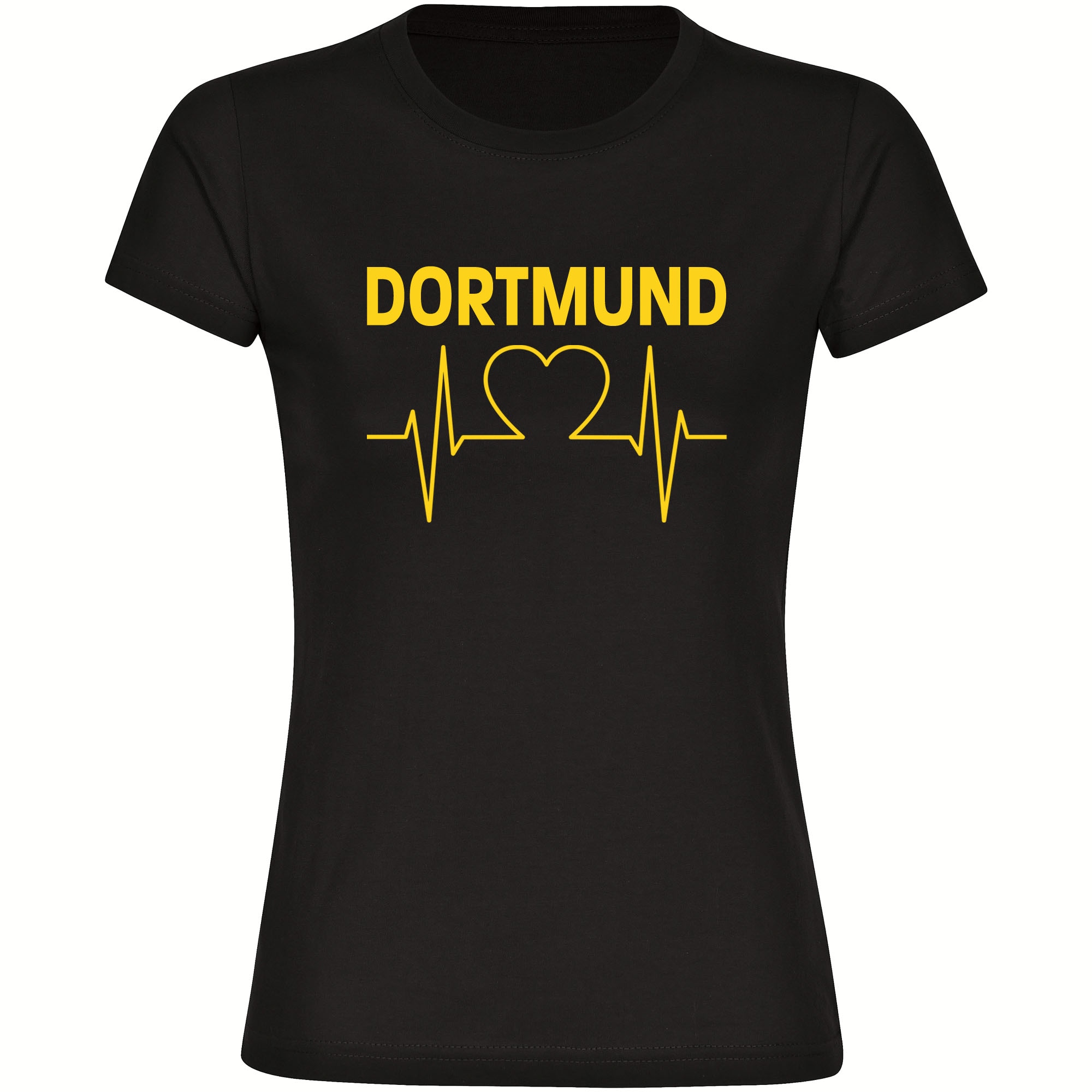 multifanshop Damen T-Shirt - Dortmund - Herzschlag - Druck gelb - Frauen - Bild 1
