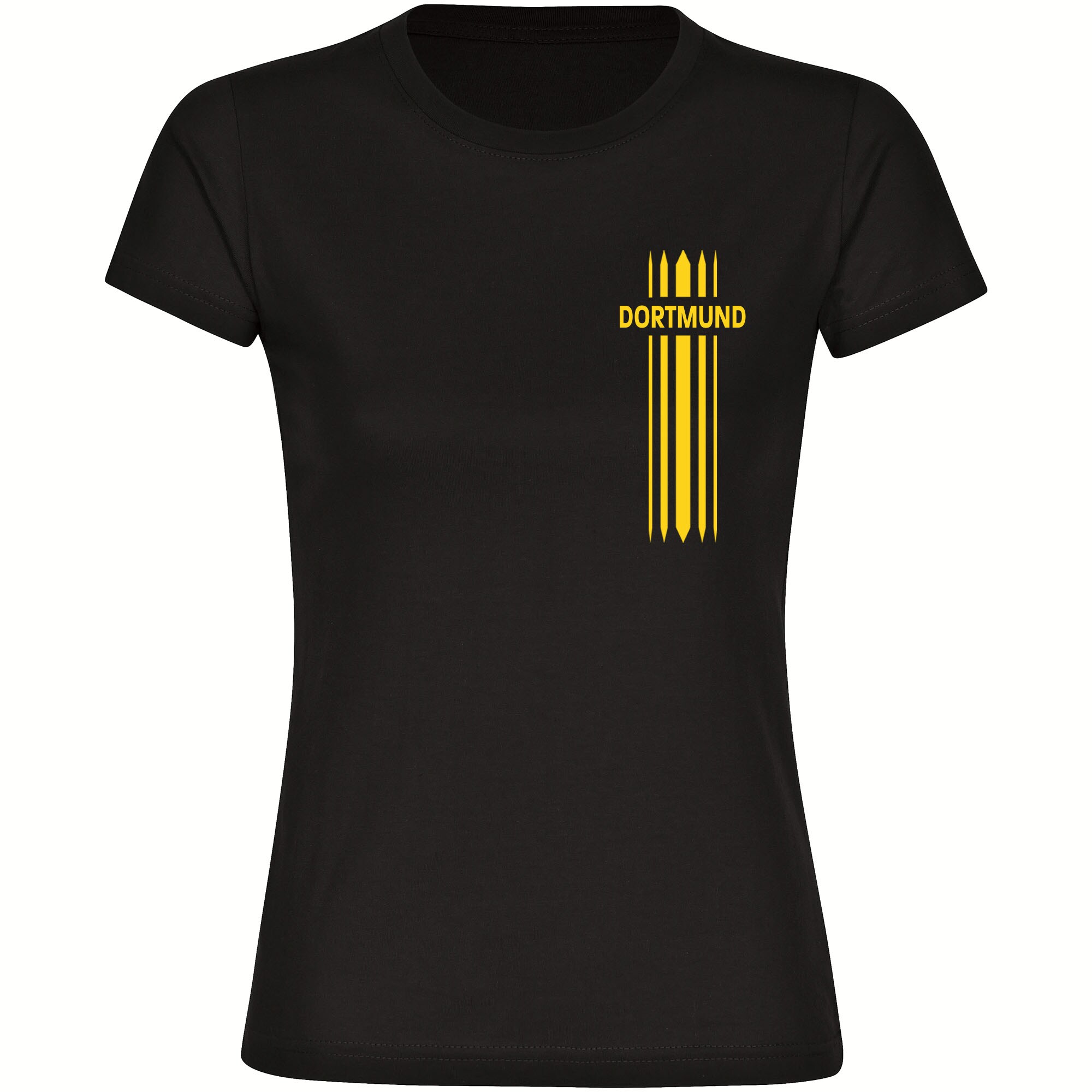 multifanshop Damen T-Shirt - Dortmund - Streifen - Druck gelb - Frauen - Bild 1