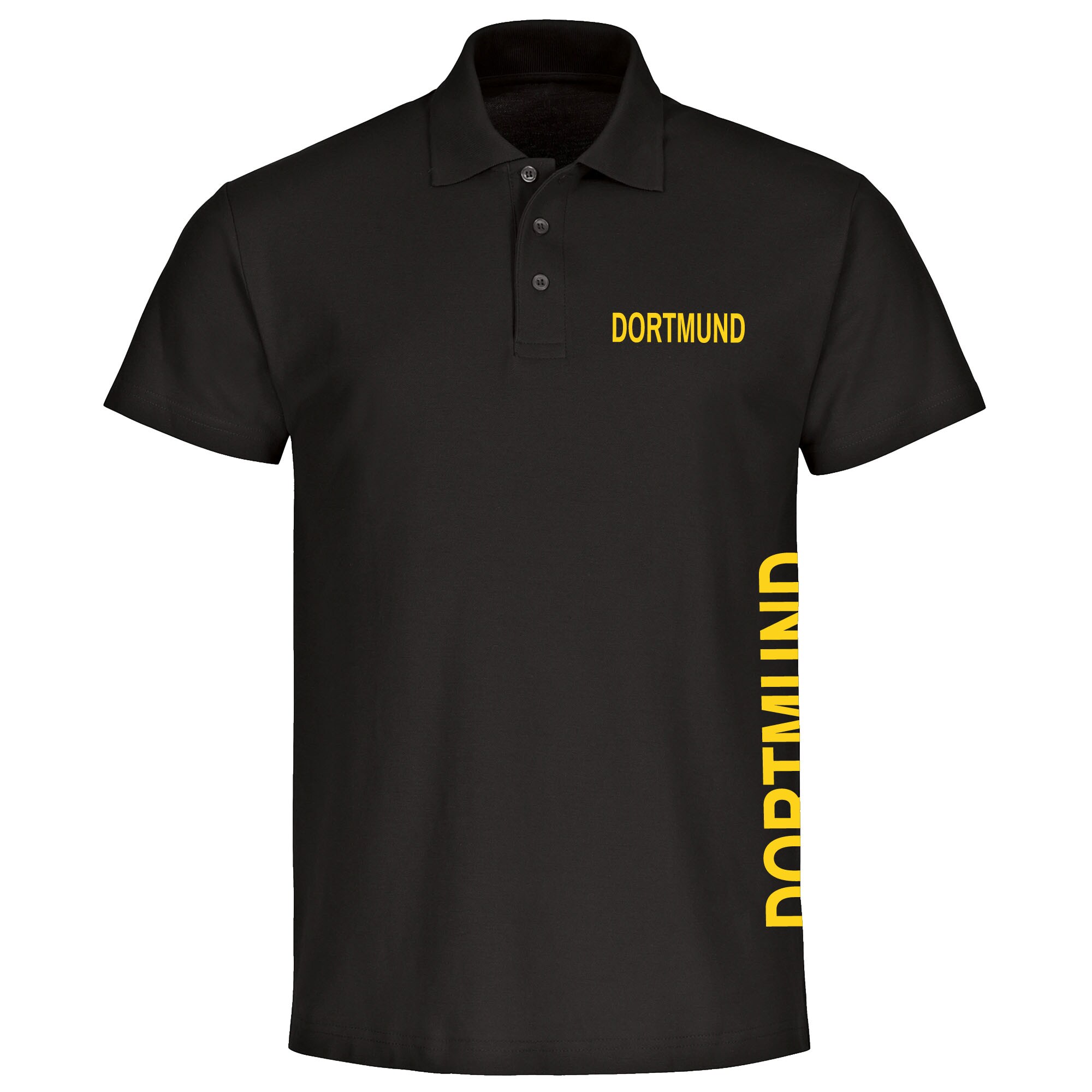 multifanshop Poloshirt - Dortmund - Brust & Seite - Druck gelb - Polo - Bild 1