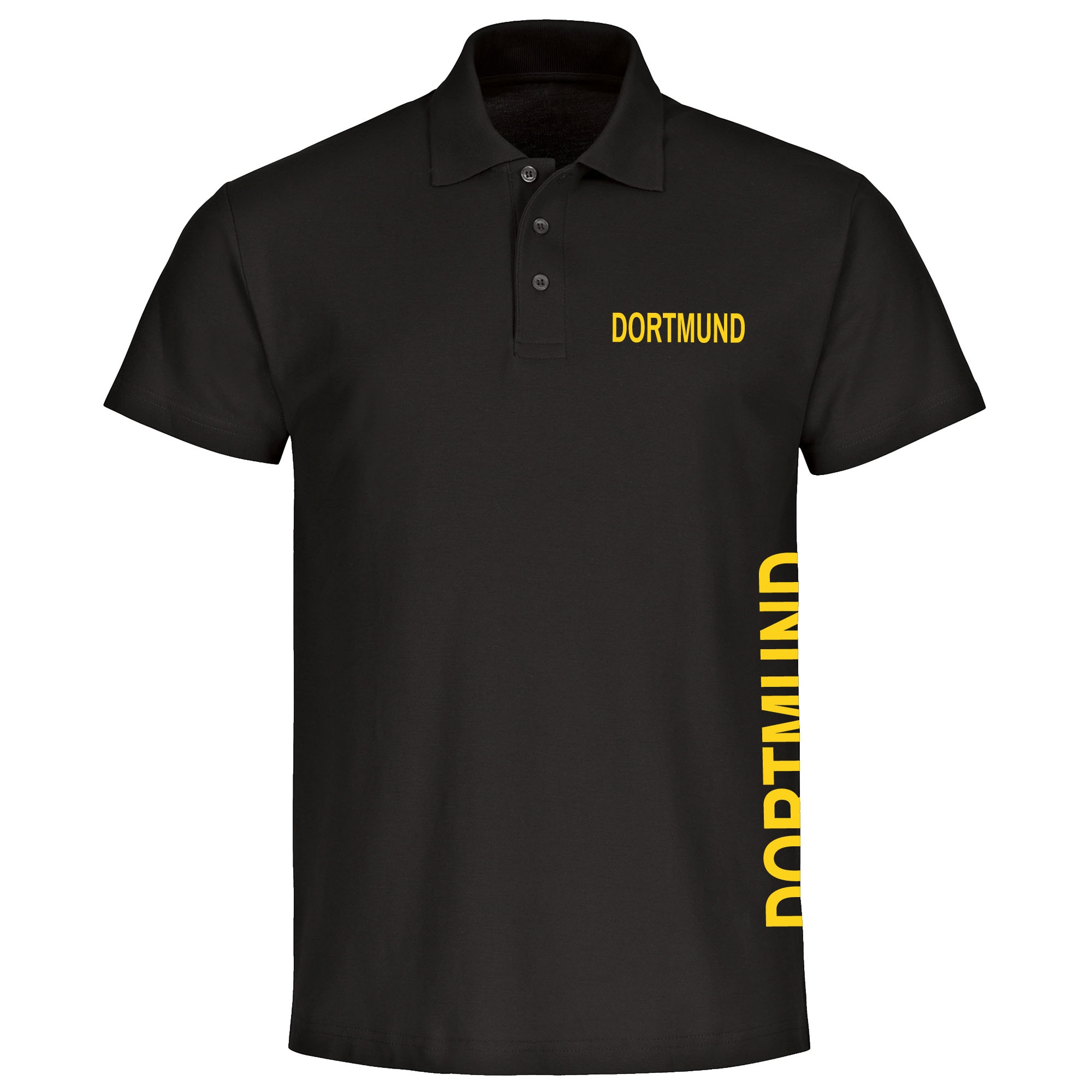 multifanshop Poloshirt - Dortmund - Brust & Seite - Druck gelb - Polo - Bild 1