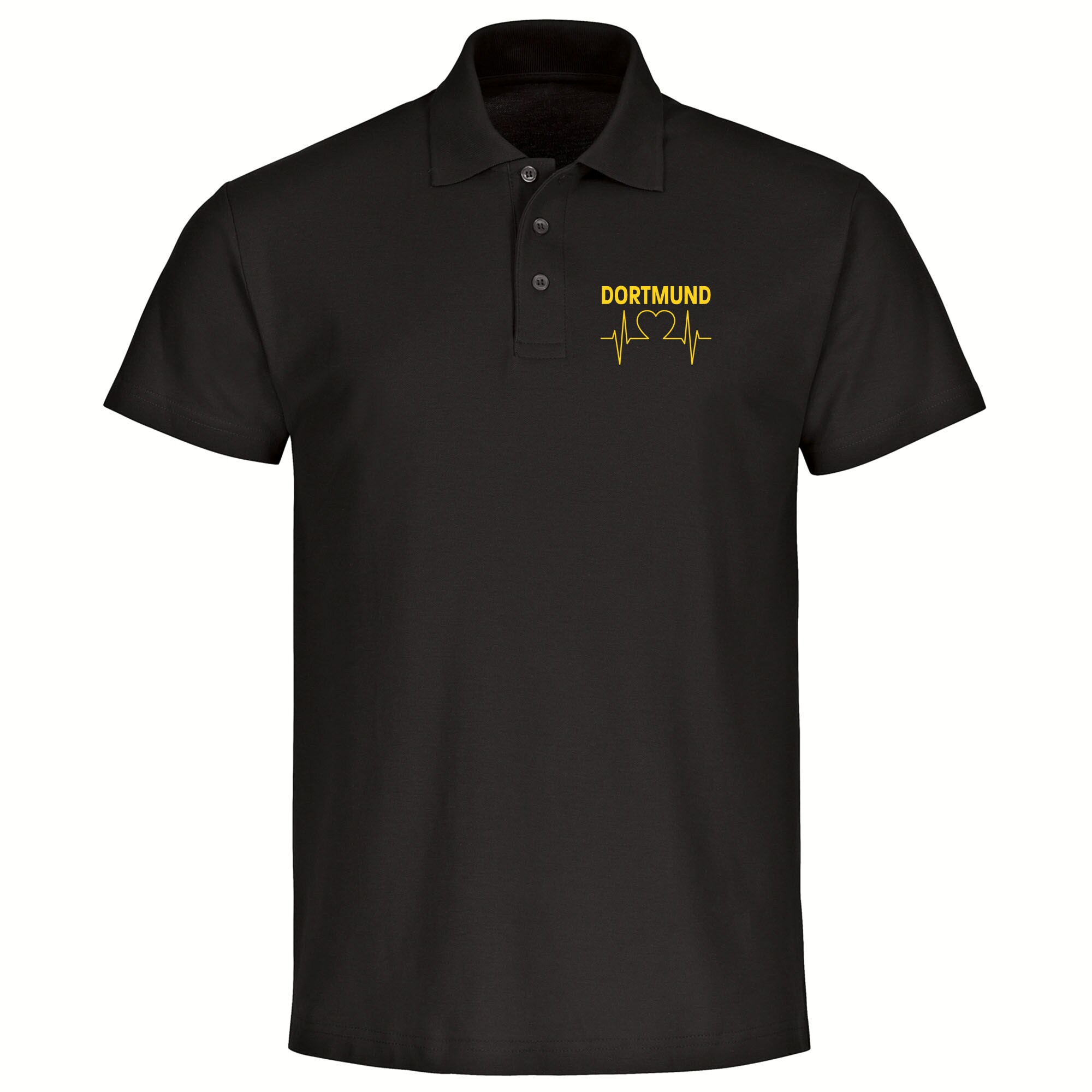multifanshop Poloshirt - Dortmund - Herzschlag - Druck gelb - Polo - Bild 1