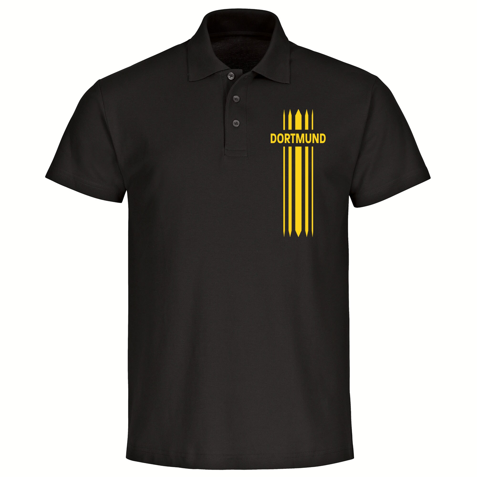 multifanshop Poloshirt - Dortmund - Streifen - Druck gelb - Polo - Bild 1