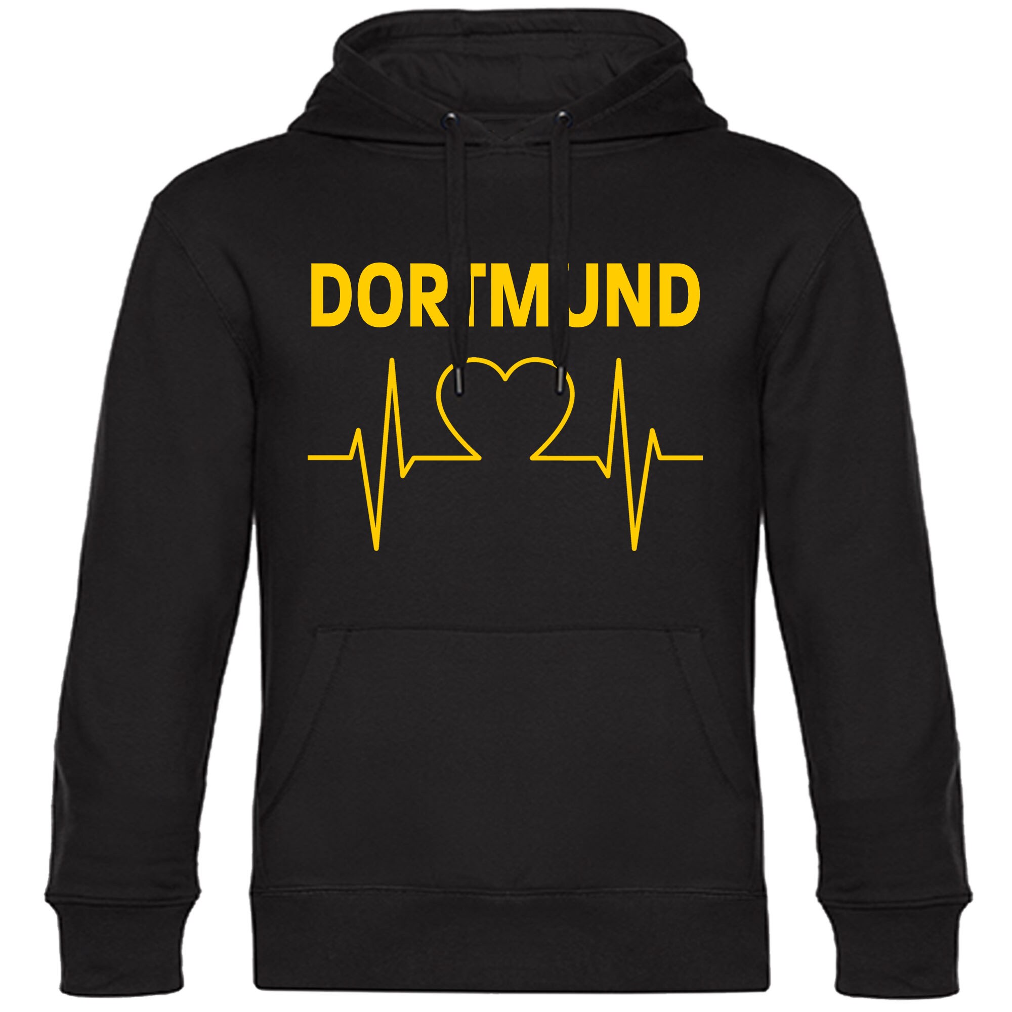 multifanshop Kapuzen Sweatshirt - Dortmund - Herzschlag - Druck gelb - Hoodie - Bild 1